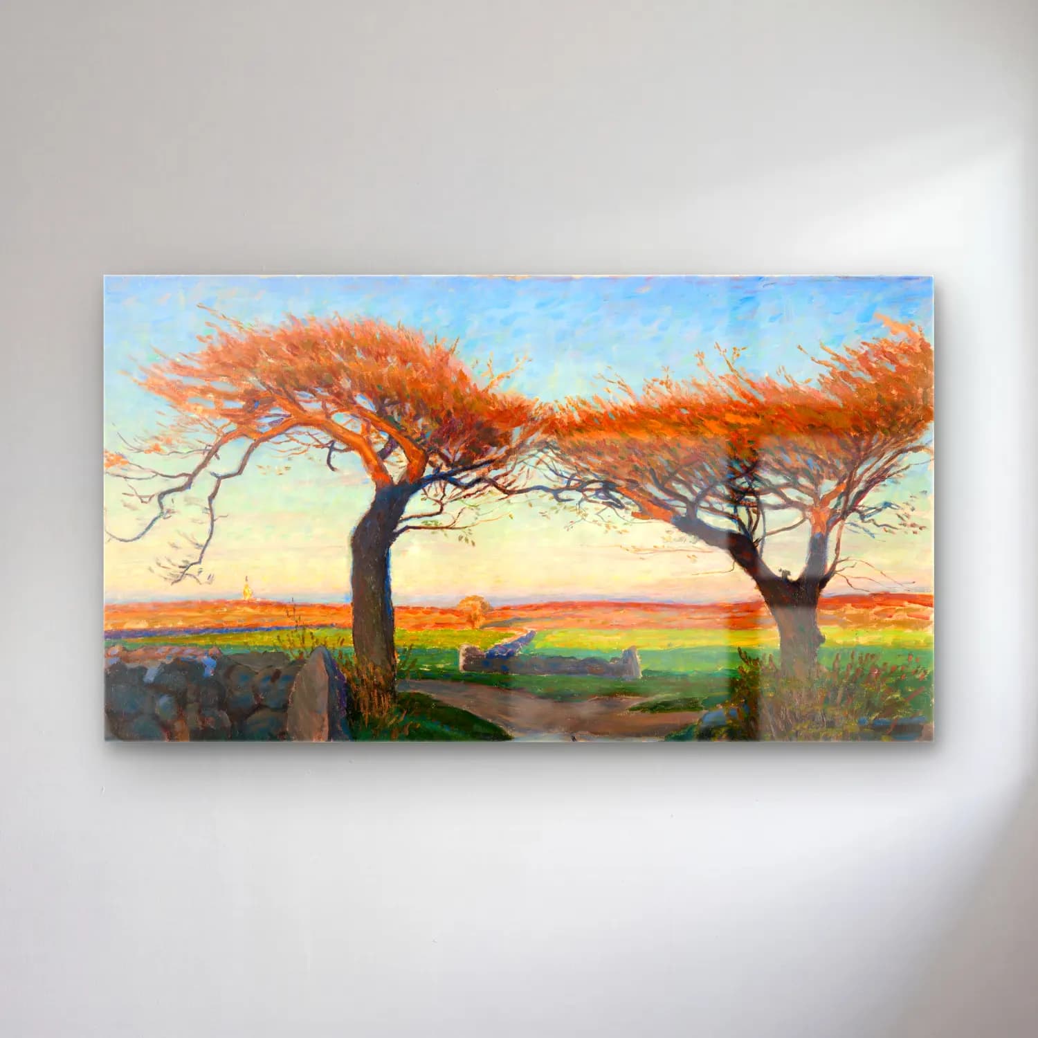 Richard Bergh – Landscape from Halland cam tablo — Richard Bergh – Landscape from Halland — empresyonist sonbahar ağaçları