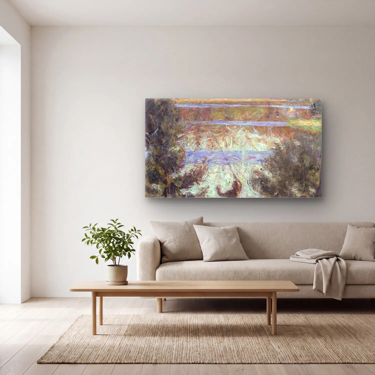 Richard Bergh – Park Landscape, Tyresö cam tablo — açık renk salonda