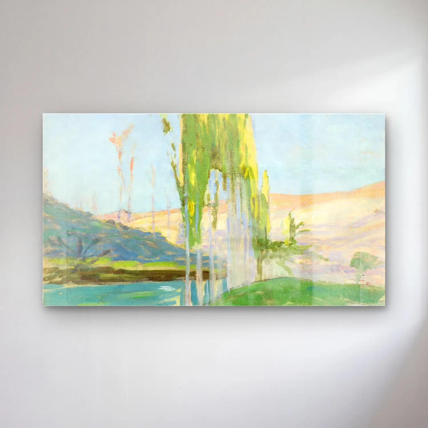 Richard Bergh – Poplars Growing near a Watercourse cam tablo — Richard Bergh – Poplars Growing near a Watercourse — empresyonist kırda nehir