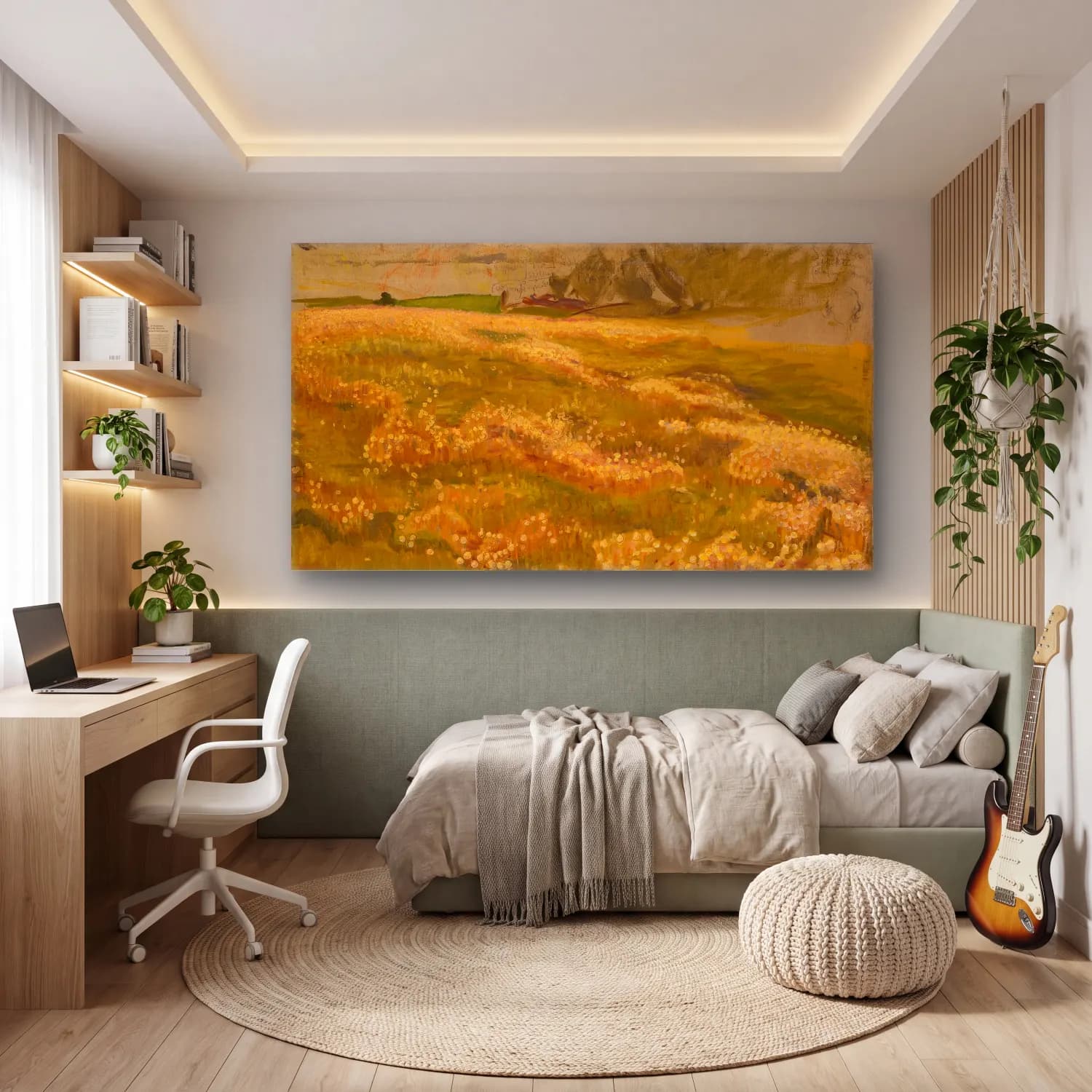 Richard Bergh – Sketch for The Knight and the Maiden (Dandelion Meadow) cam tablo — genç odasında