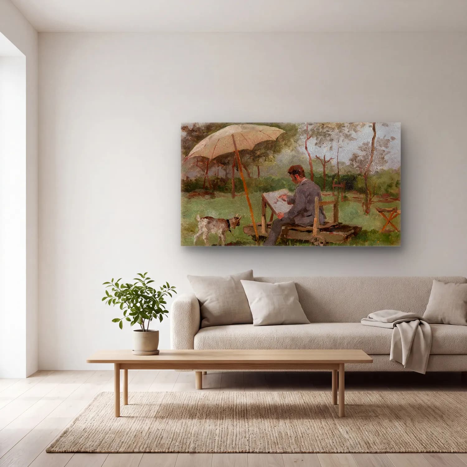 Theo van Rysselberghe – Theo van Rysselberghe - Armand Heins Painting Outdoors cam tablo — açık renk salonda