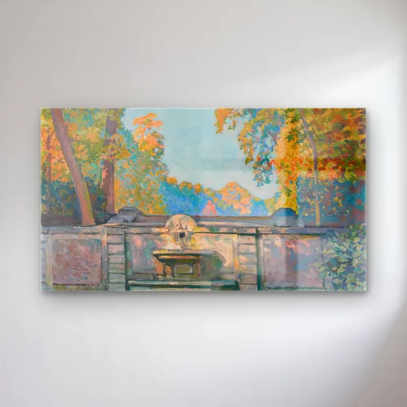 Theo van Rysselberghe – Theo van Rysselberghe - La Fontaine cam tablo — Theo van Rysselberghe – Theo van Rysselberghe - La Fontaine — empresyonist çiçek bahçesi