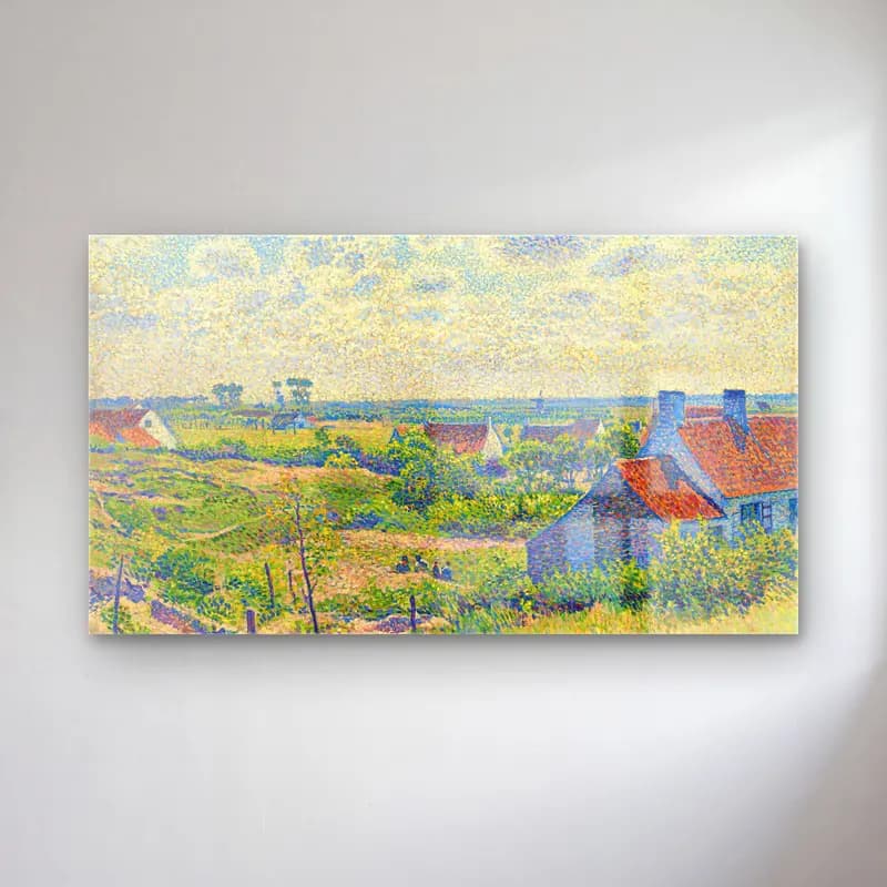 Theo van Rysselberghe – Theo van Rysselberghe - Paysage Avec Maisons cam tablo — Theo van Rysselberghe – Theo van Rysselberghe - Paysage Avec Maisons — empresyonist köy sokağı