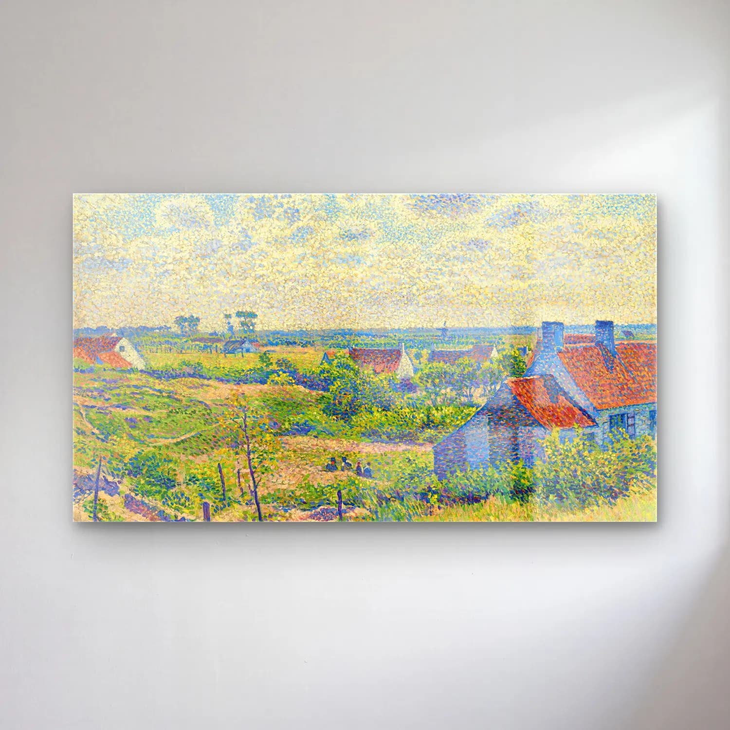 Theo van Rysselberghe – Theo van Rysselberghe - Paysage Avec Maisons cam tablo — Theo van Rysselberghe – Theo van Rysselberghe - Paysage Avec Maisons — empresyonist köy sokağı