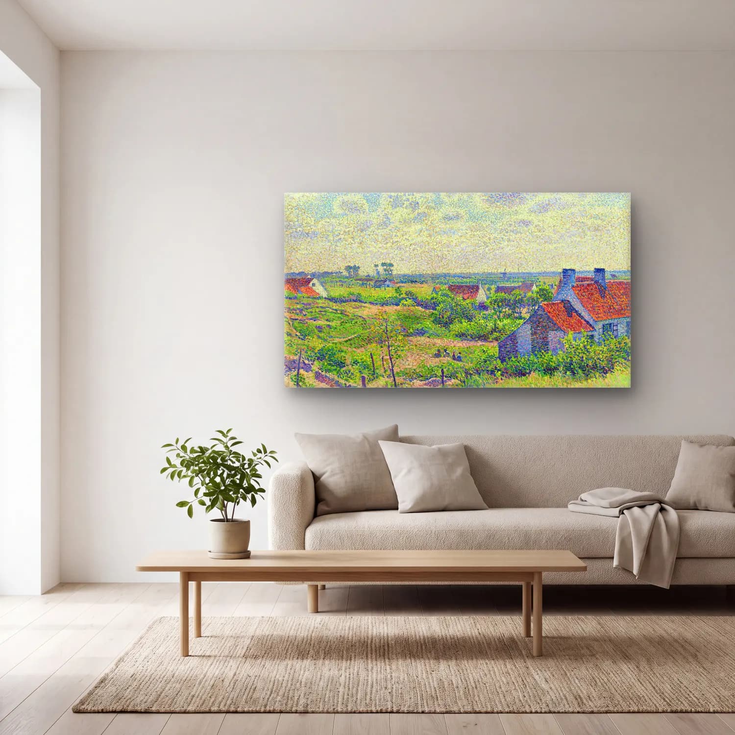 Theo van Rysselberghe – Theo van Rysselberghe - Paysage Avec Maisons cam tablo — açık renk salonda