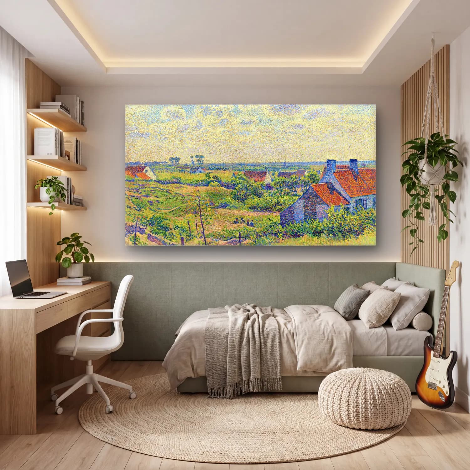 Theo van Rysselberghe – Theo van Rysselberghe - Paysage Avec Maisons cam tablo — genç odasında