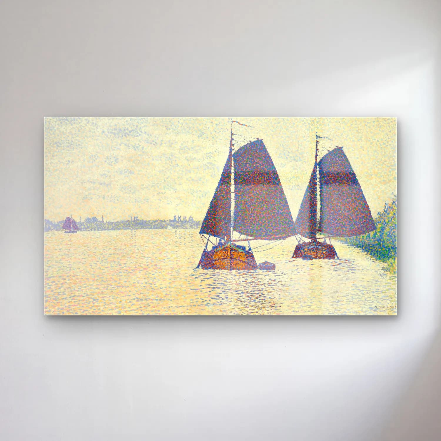 Theo van Rysselberghe – Theo van Rysselberghe - Péniches sur l’Escaut cam tablo — Theo van Rysselberghe – Theo van Rysselberghe - Péniches sur l’Escaut — empresyonist yelkenliler