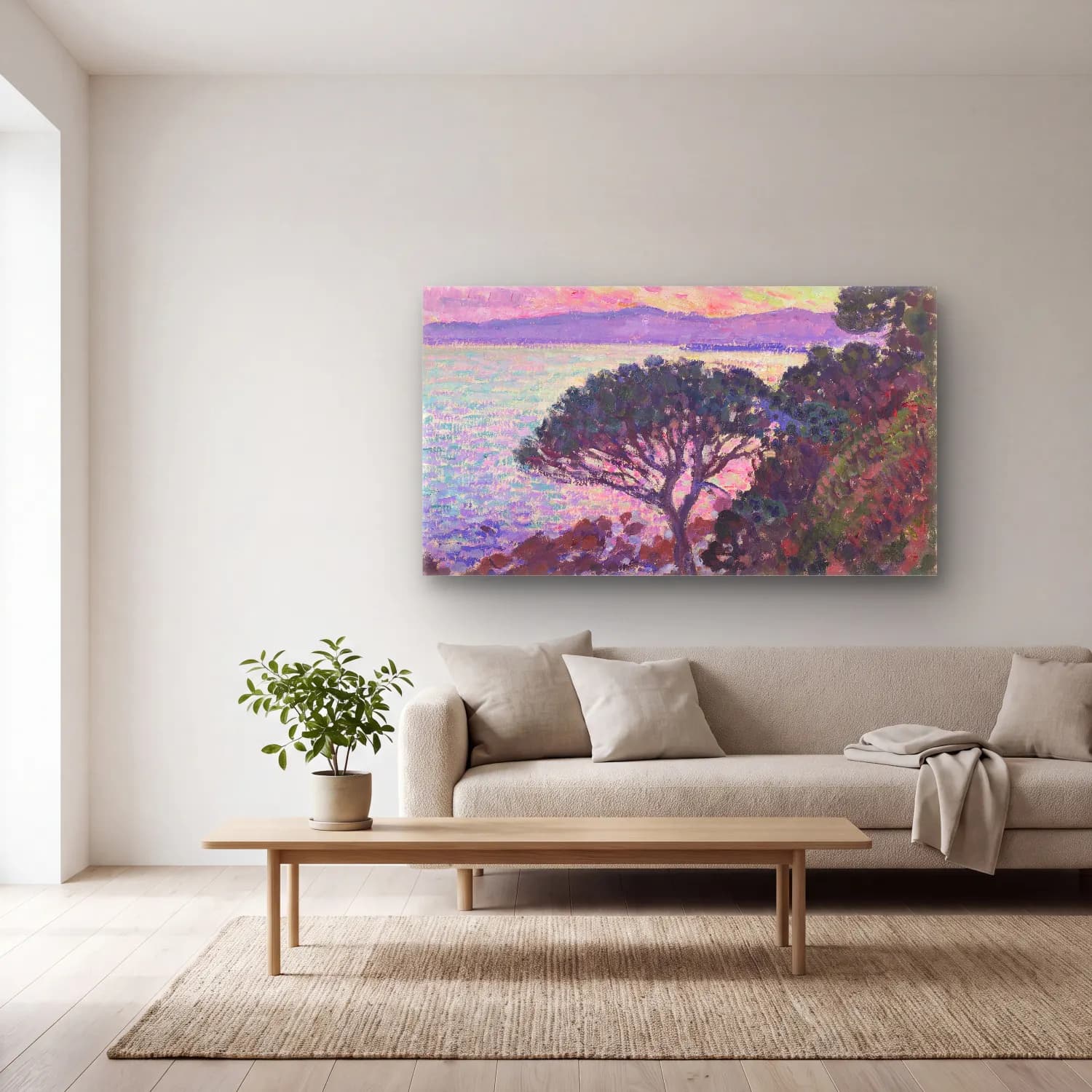 Theo van Rysselberghe – Theo van Rysselberghe - Pine-Tree near the Mediterranean… cam tablo — açık renk salonda