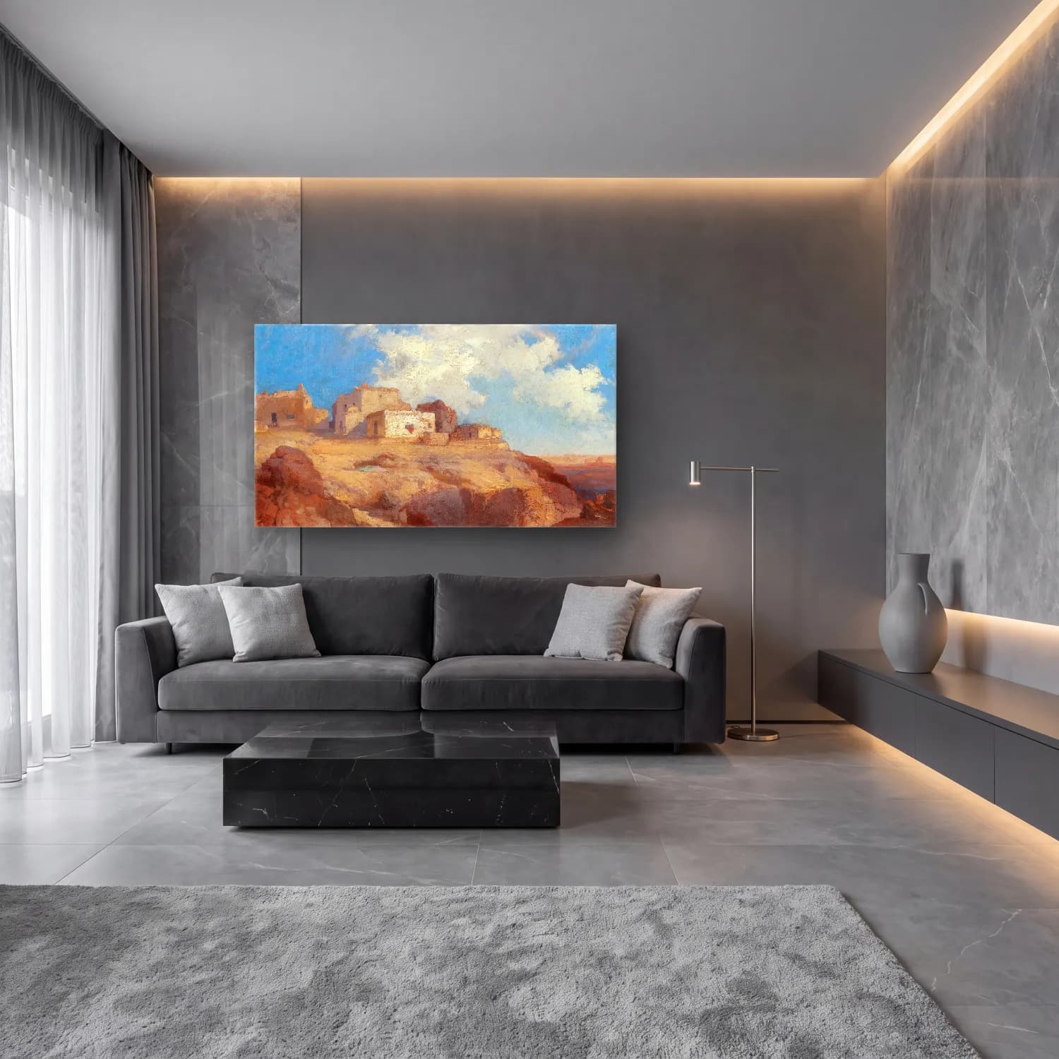 Thomas Moran – A Bit of Acoma, New Mexico cam tablo — lüks salon duvarında