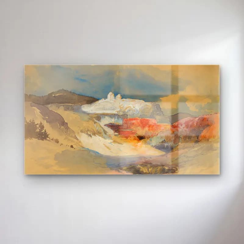 Thomas Moran – Yellowstone, Hot Springs cam tablo — Thomas Moran – Yellowstone, Hot Springs — suluboya soyut manzara
