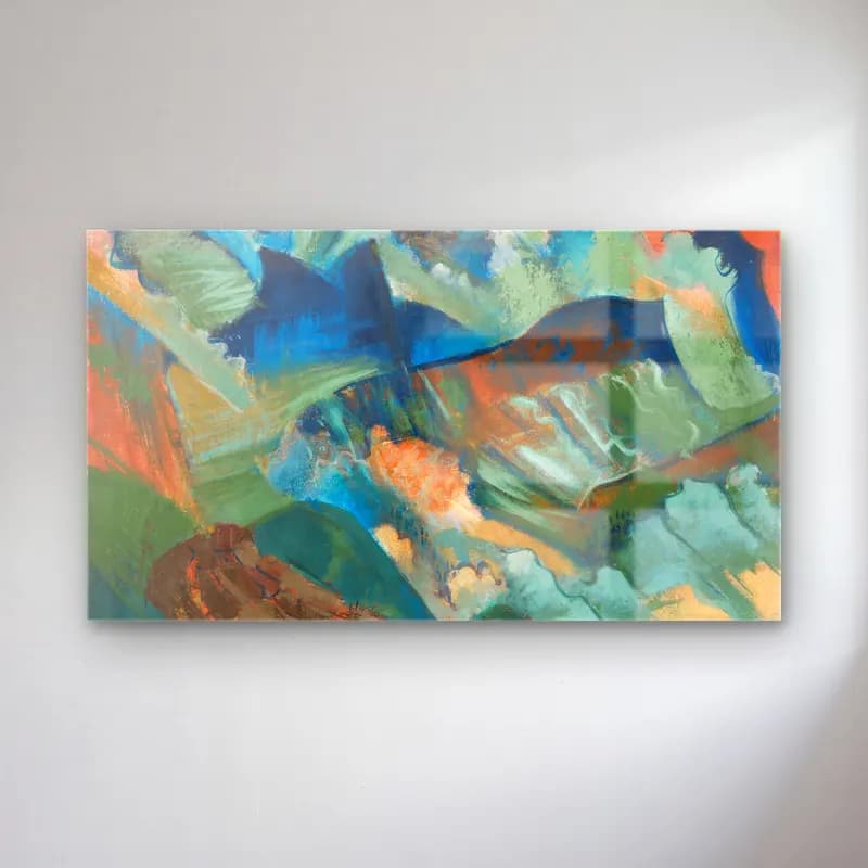 August Babberger – Gebirgslandschaft mit rotem Himmel cam tablo — August Babberger – Gebirgslandschaft mit rotem Himmel — modern soyut soyut manzara