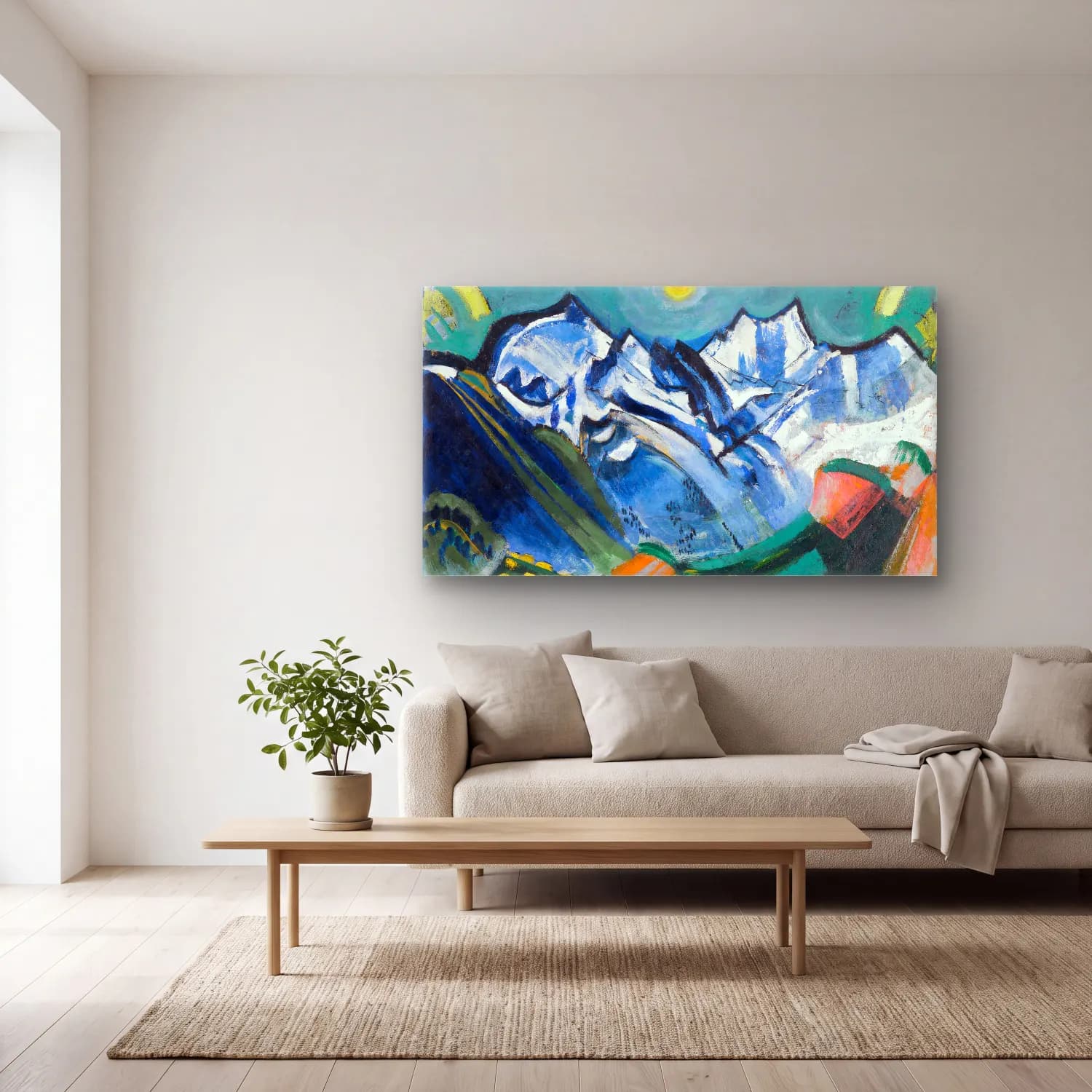 August Babberger – Hochgebirgslandschaft mit Scheerhorn cam tablo — açık renk salonda