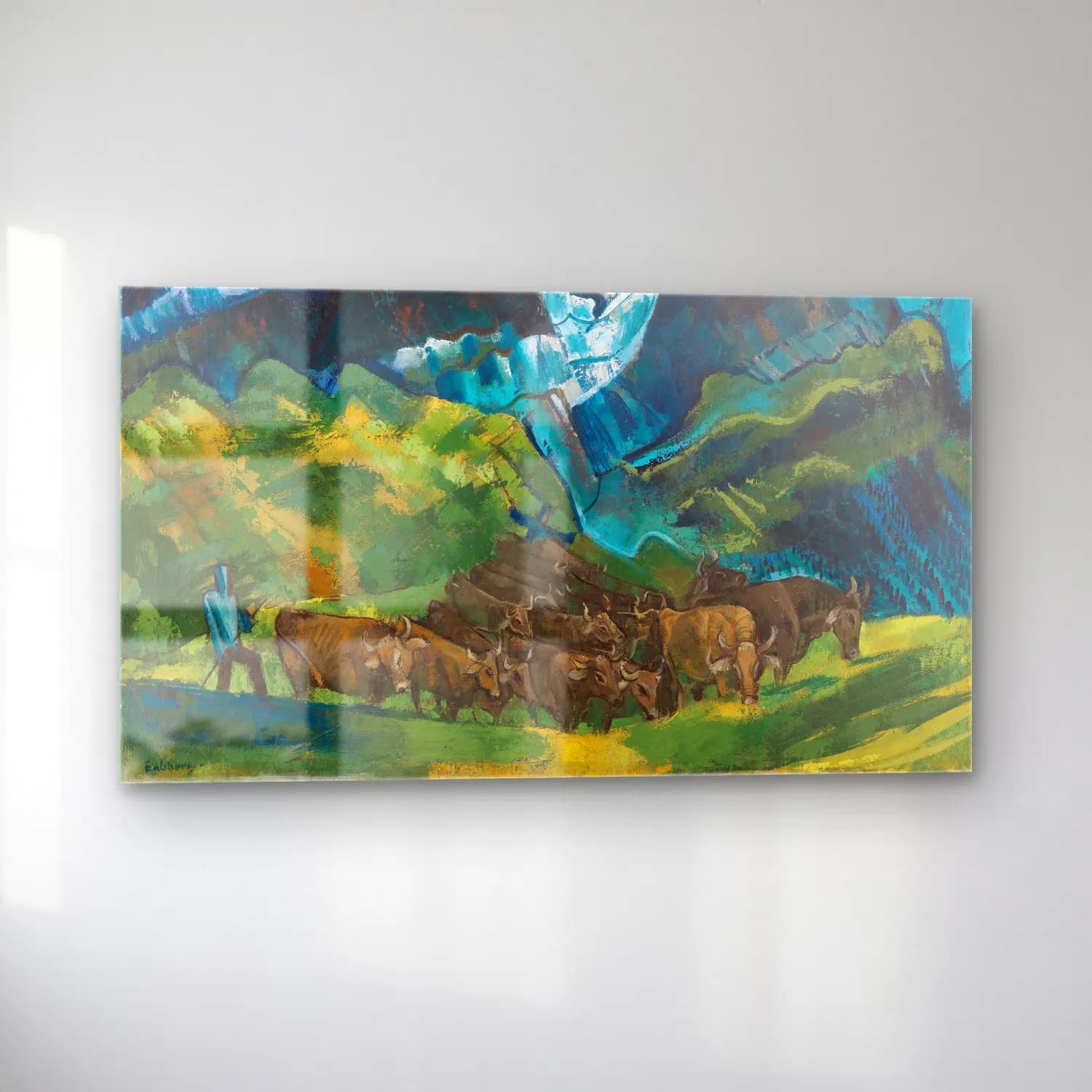 August Babberger – Kuhherde im Hochgebirge cam tablo — sol açıdan görünüm