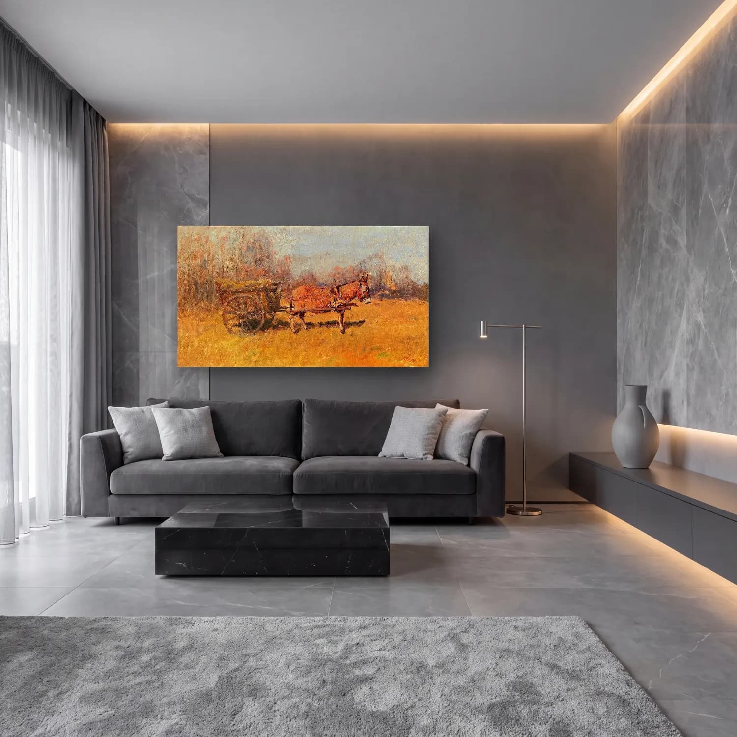 Empresyonist At cam tablo — lüks salon duvarında