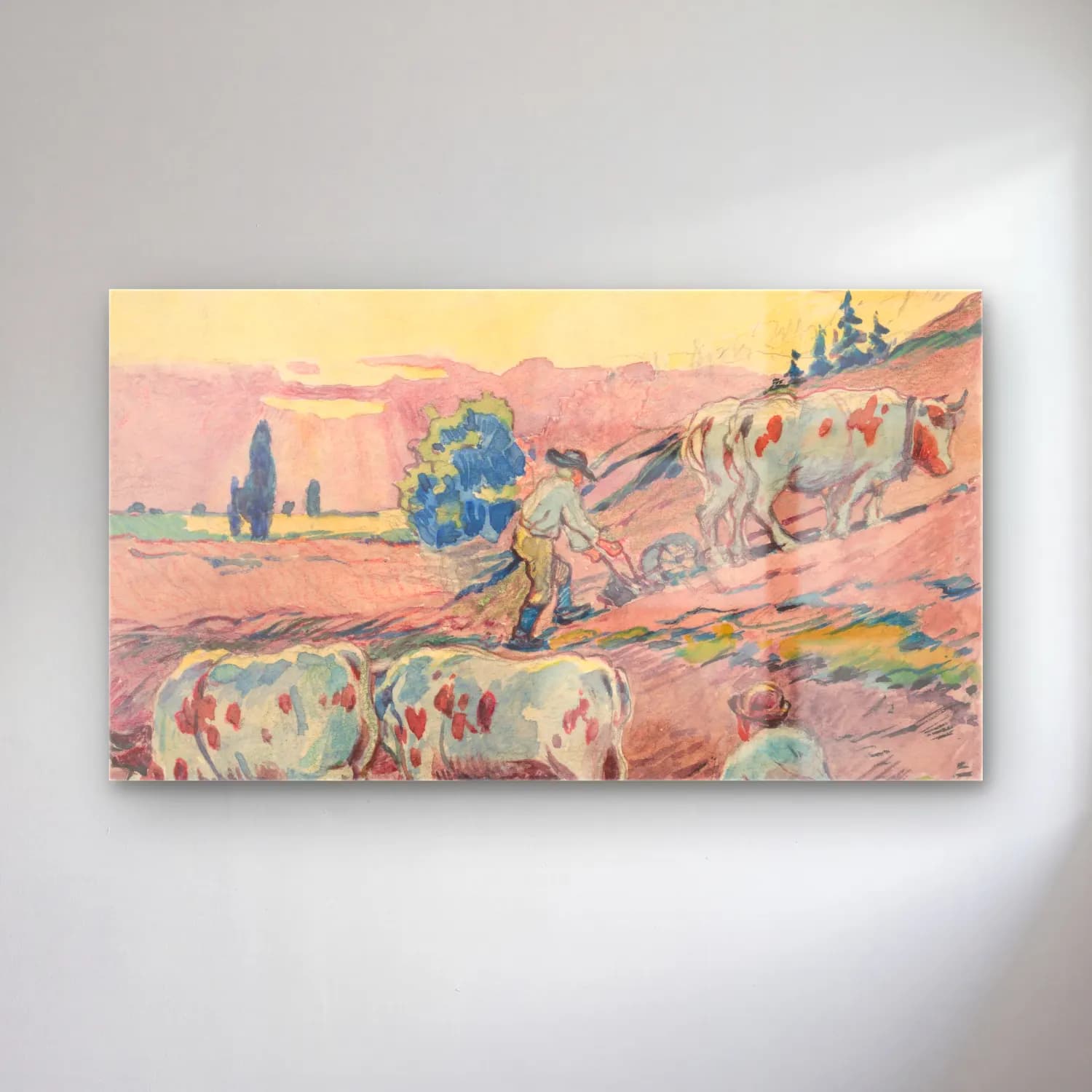 Empresyonist İnek – Pastel Tonlar cam tablo — Empresyonist İnek – Pastel Tonlar — empresyonist i̇nek