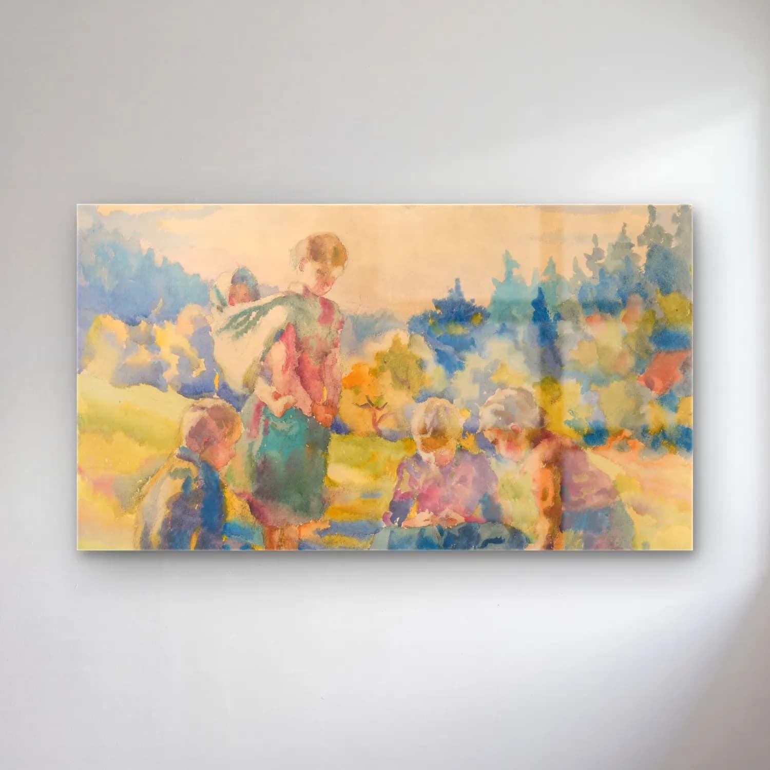Suluboya Anne ve Çocuk No. 4 cam tablo — Suluboya Anne ve Çocuk No. 4 — suluboya anne ve çocuk