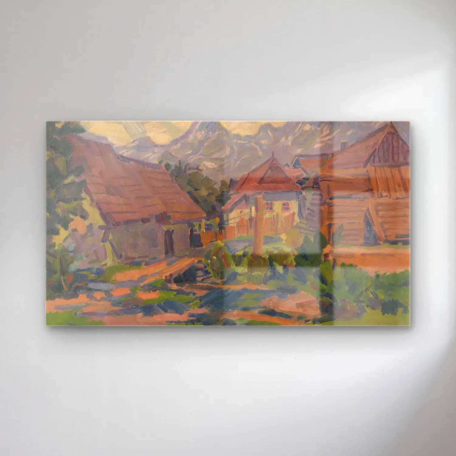 Yağlı Boya Köy Sokağı No. 4 cam tablo — Yağlı Boya Köy Sokağı No. 4 — yağlı boya köy sokağı