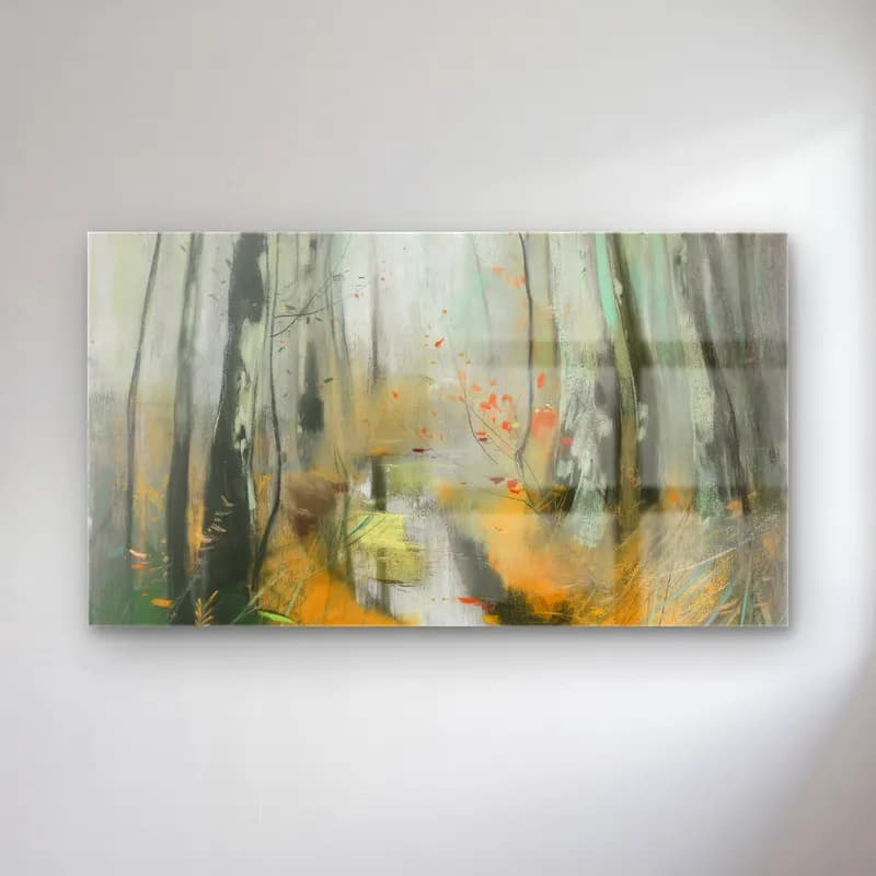 Karl Hagemeister – Birken im Herbst am Bachlauf cam tablo — Karl Hagemeister – Birken im Herbst am Bachlauf — empresyonist sisli orman