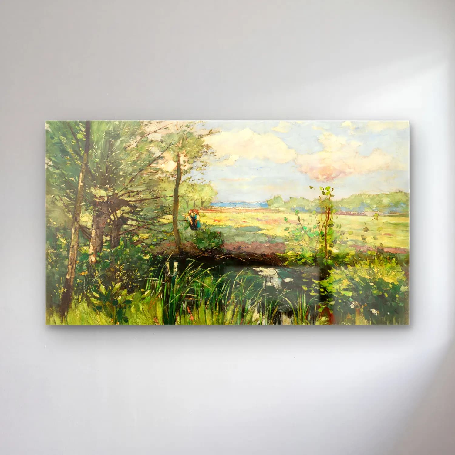 Karl Hagemeister – Der Schwielowsee bei Kaputh – Frühling cam tablo — Karl Hagemeister – Der Schwielowsee bei Kaputh – Frühling — empresyonist kırda nehir