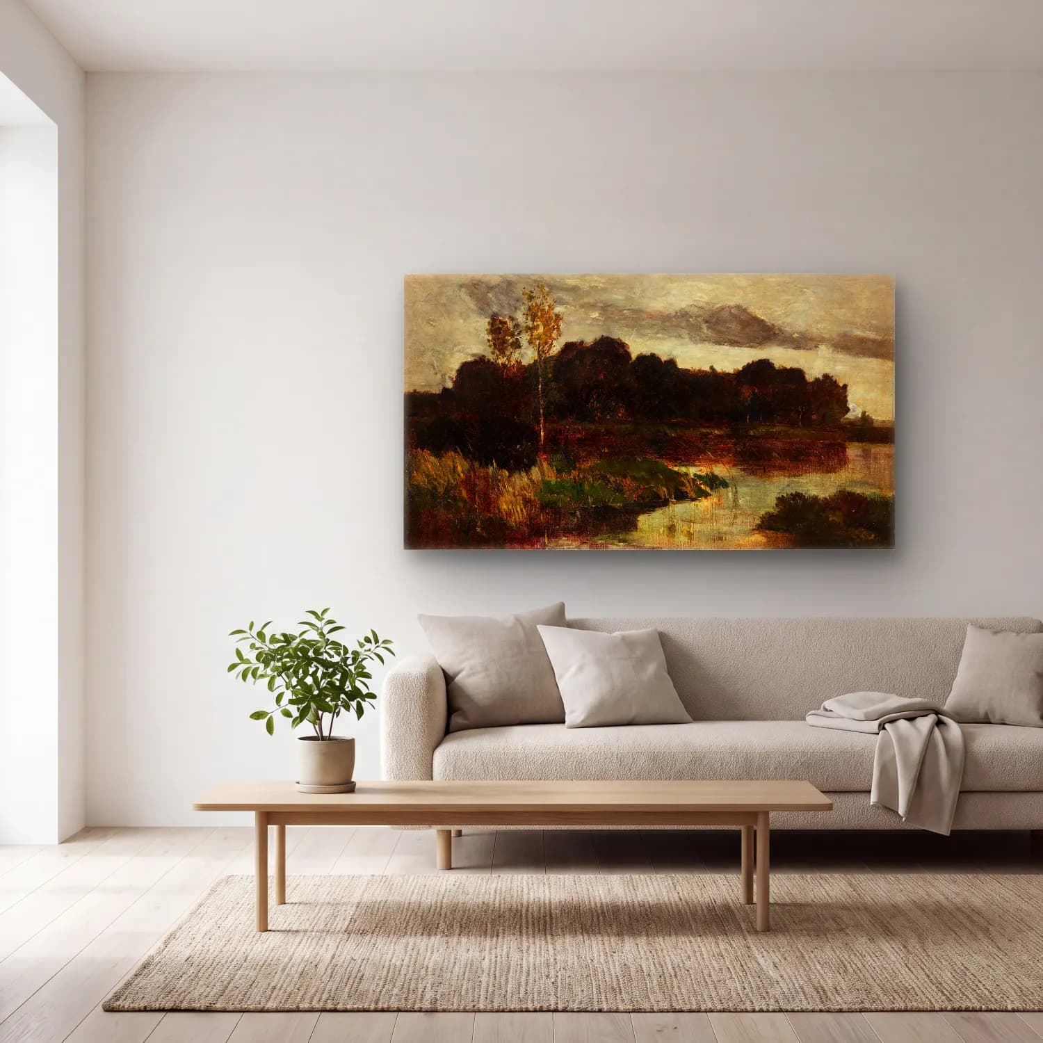 Karl Hagemeister – Märkische Landschaft cam tablo — açık renk salonda