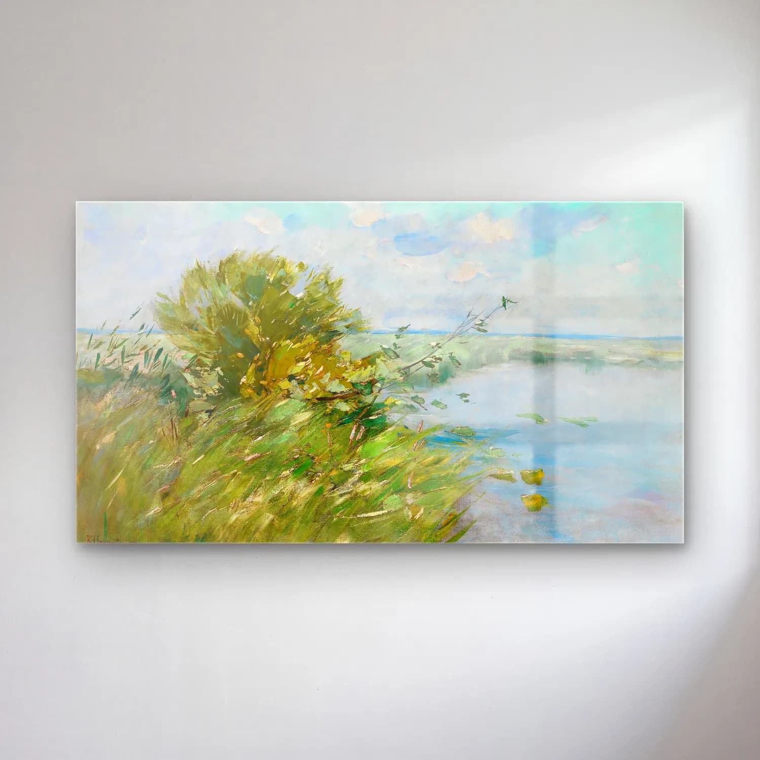 Karl Hagemeister – Märkische Seenlandschaft cam tablo — Karl Hagemeister – Märkische Seenlandschaft — empresyonist kırda nehir