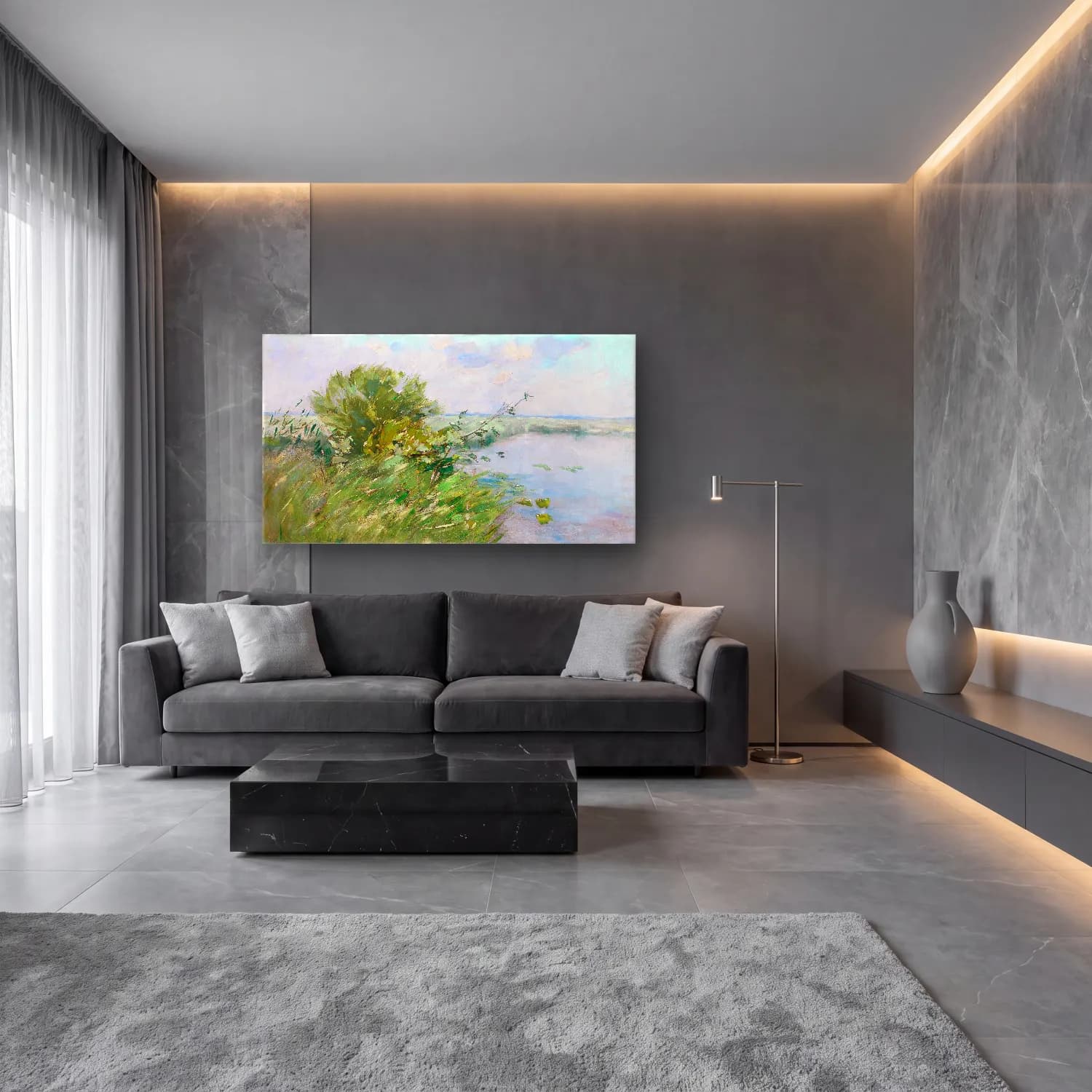 Karl Hagemeister – Märkische Seenlandschaft cam tablo — lüks salon duvarında