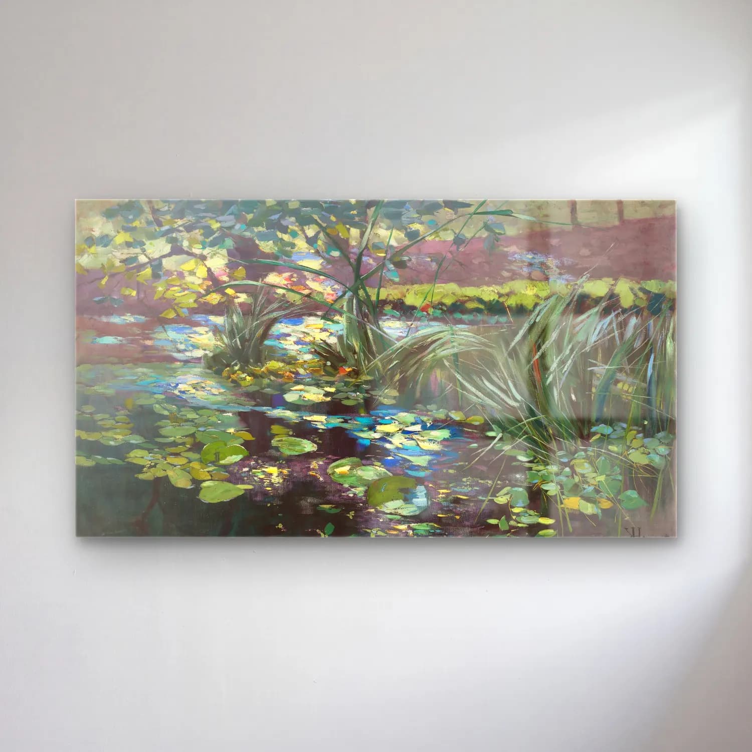 Karl Hagemeister – Teich in der Mark mit Seerosen und Schilfhalmen cam tablo — Karl Hagemeister – Teich in der Mark mit Seerosen und Schilfhalmen — empresyonist nilüfer göleti