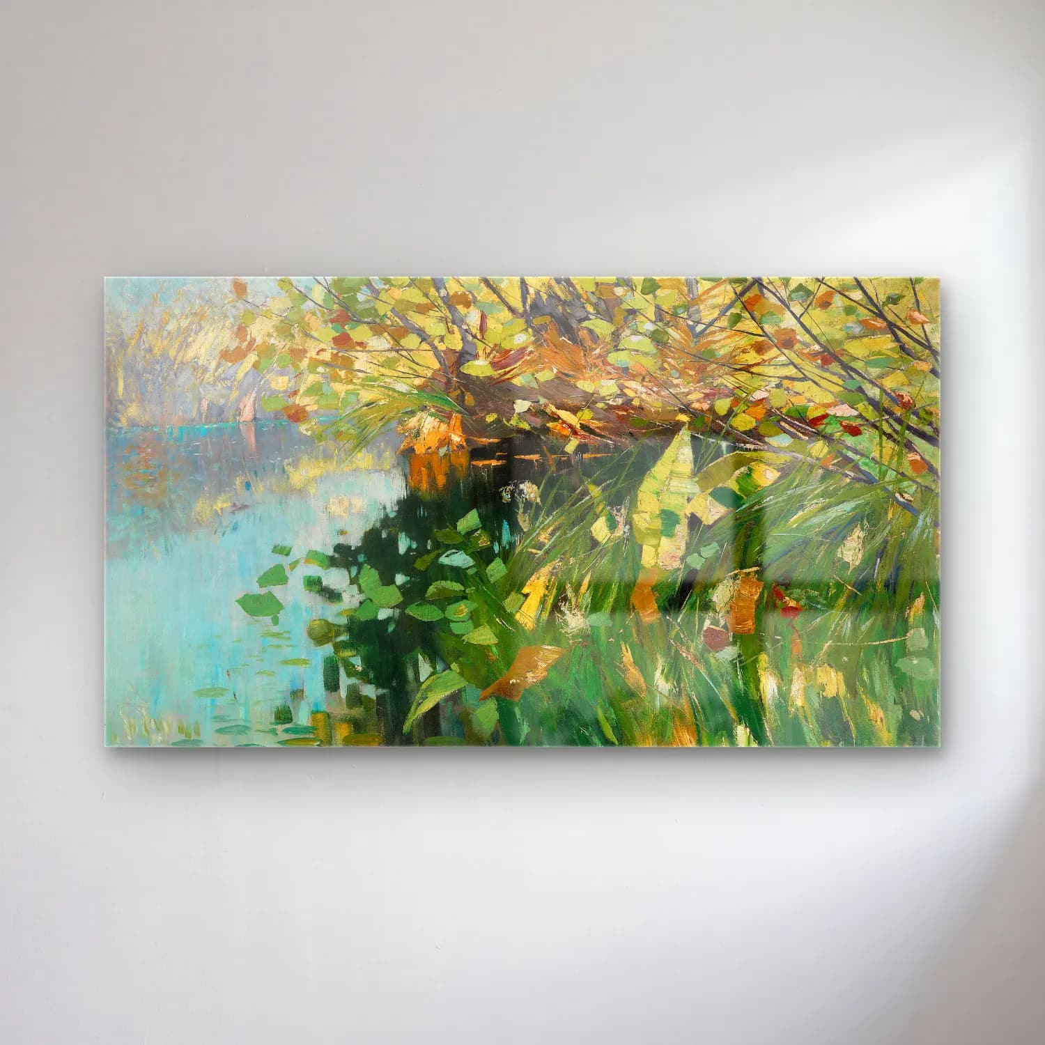 Karl Hagemeister – Waldweiher cam tablo — Karl Hagemeister – Waldweiher — empresyonist kırda nehir