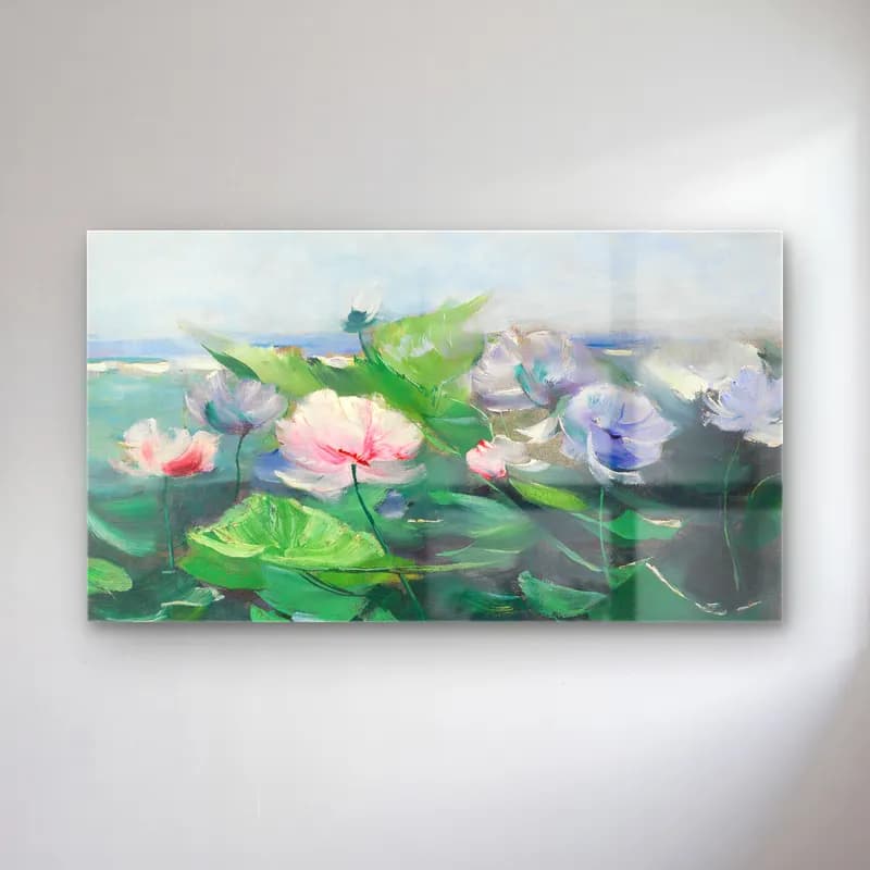Karl Hagemeister – Wasserrosen cam tablo — Karl Hagemeister – Wasserrosen — empresyonist lotus çiçekleri