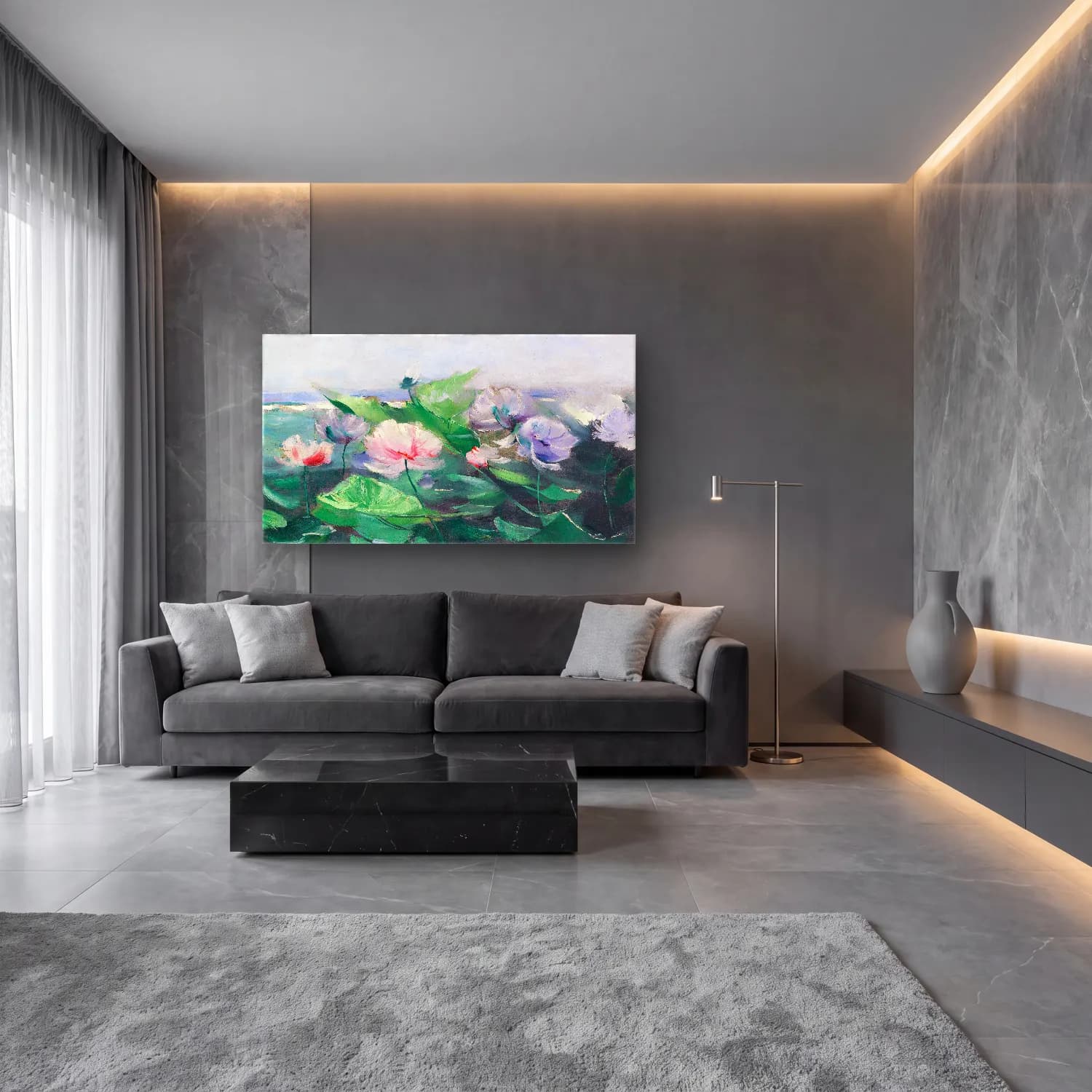 Karl Hagemeister – Wasserrosen cam tablo — lüks salon duvarında