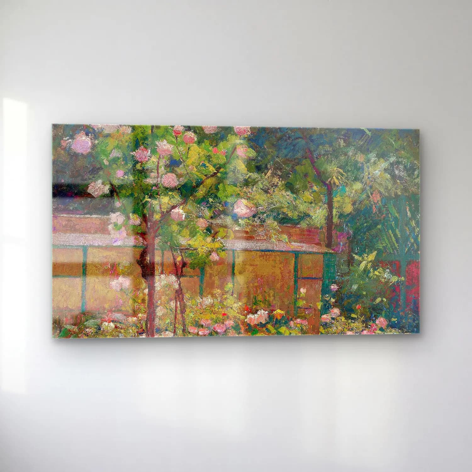 Robert William Vonnoh – Jardin en Fleurs (circa 1890) cam tablo — sol açıdan görünüm