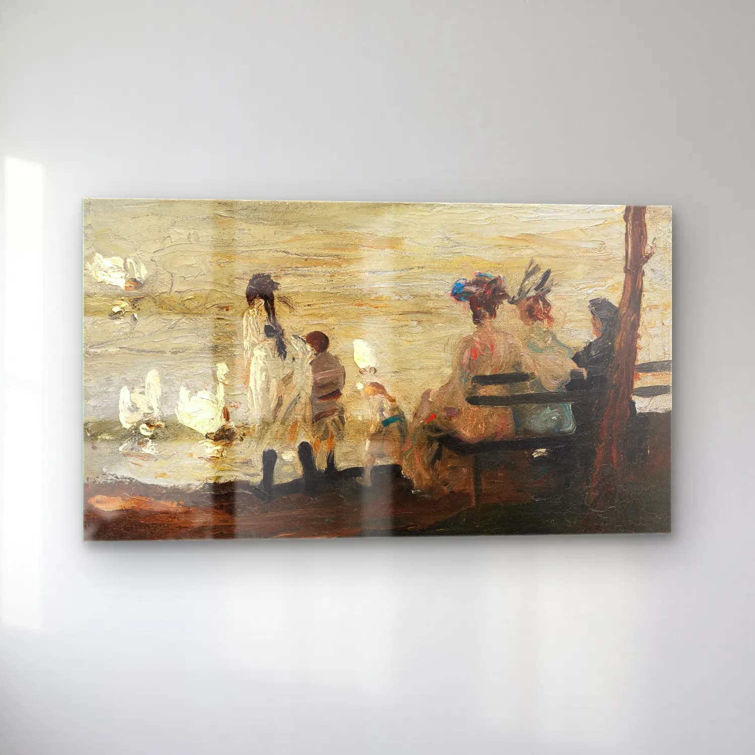 George Bellows – Swans in Central Park cam tablo — sol açıdan görünüm