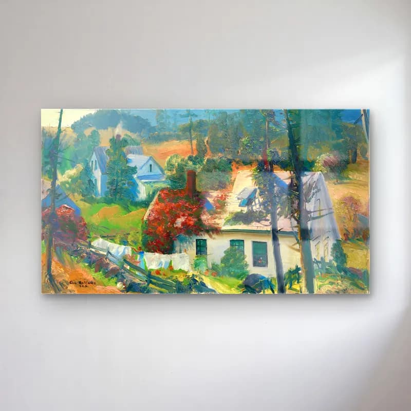George Bellows – The Red Vine Mantinicus Island Maine cam tablo — George Bellows – The Red Vine Mantinicus Island Maine — empresyonist kır evi