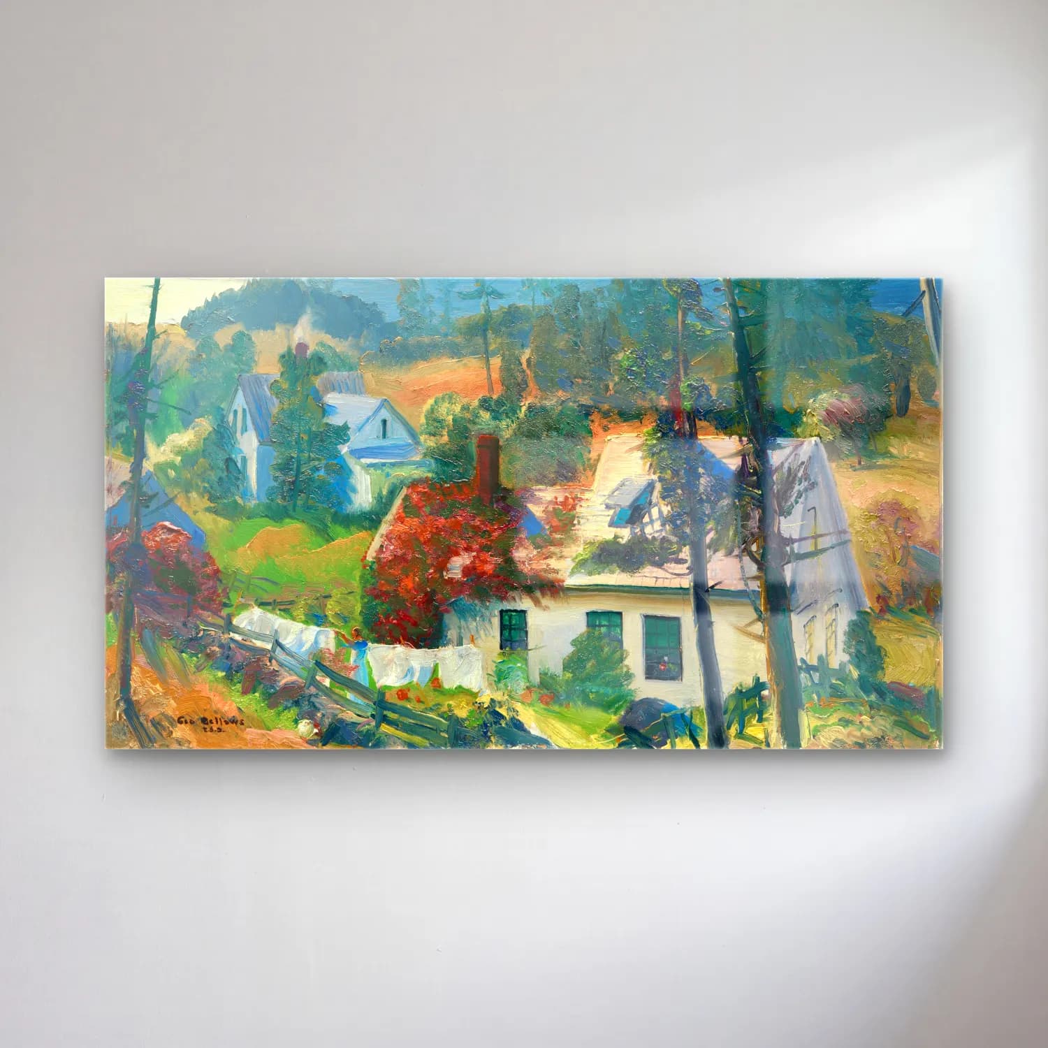 George Bellows – The Red Vine Mantinicus Island Maine cam tablo — George Bellows – The Red Vine Mantinicus Island Maine — empresyonist kır evi