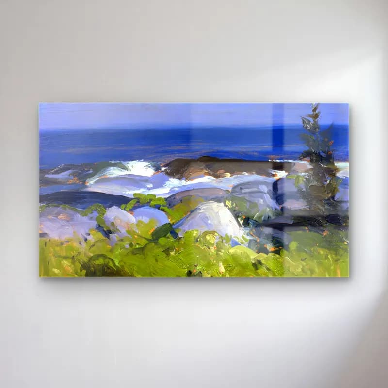 George Bellows – Vine Clad Shore Monhegan Island cam tablo — George Bellows – Vine Clad Shore Monhegan Island — empresyonist dalgalı sahil