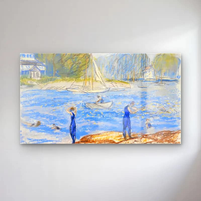 William James Glackens – Bathers, Annisquam cam tablo — William James Glackens – Bathers, Annisquam — empresyonist yelken yarışı