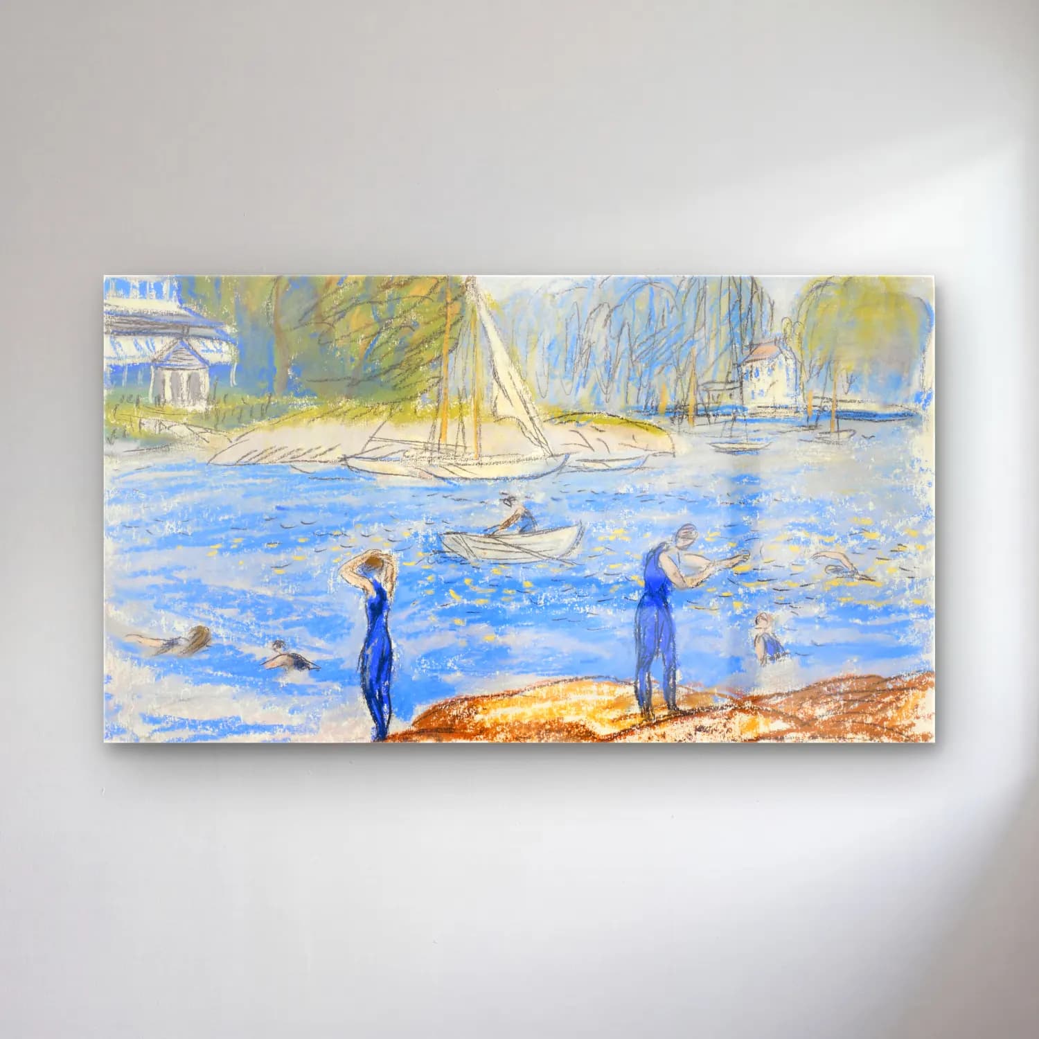 William James Glackens – Bathers, Annisquam cam tablo — William James Glackens – Bathers, Annisquam — empresyonist yelken yarışı