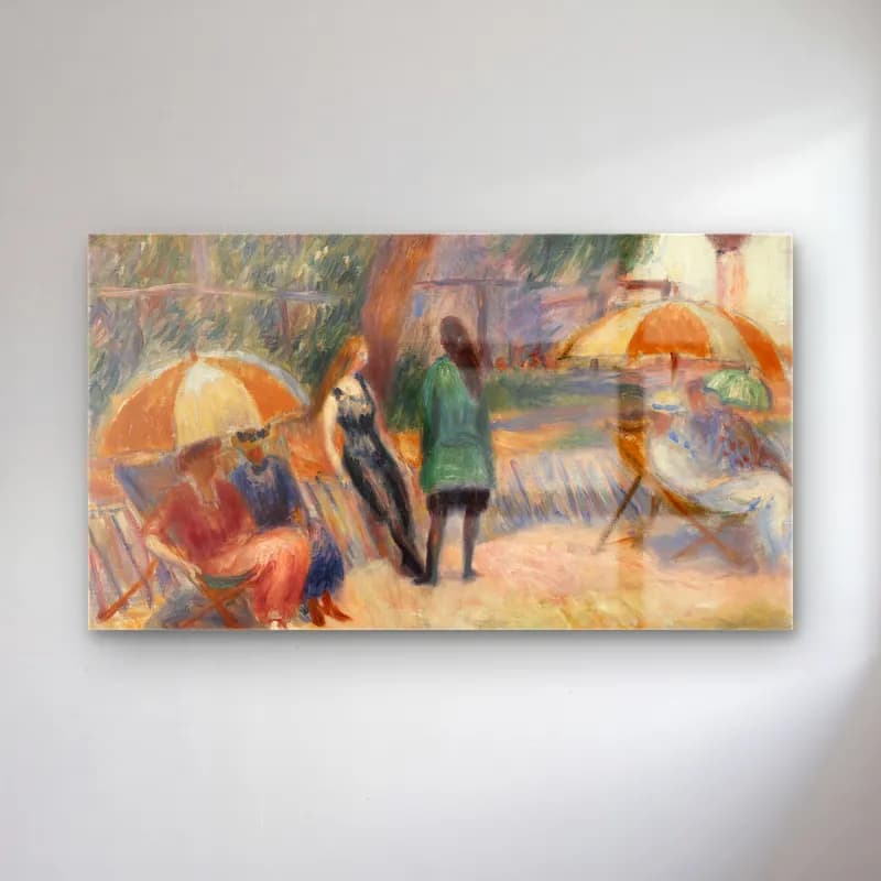 William James Glackens – Beach with Figures, Bellport cam tablo — William James Glackens – Beach with Figures, Bellport — empresyonist sahilde i̇nsanlar