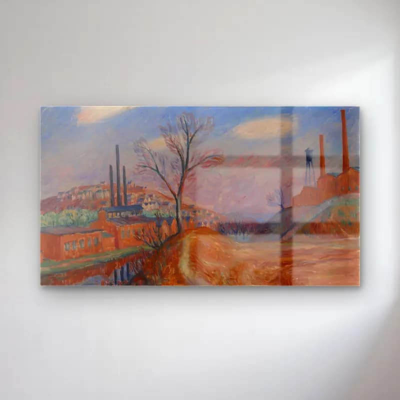 William James Glackens – Landscape–Factories cam tablo — William James Glackens – Landscape–Factories — empresyonist soyut manzara