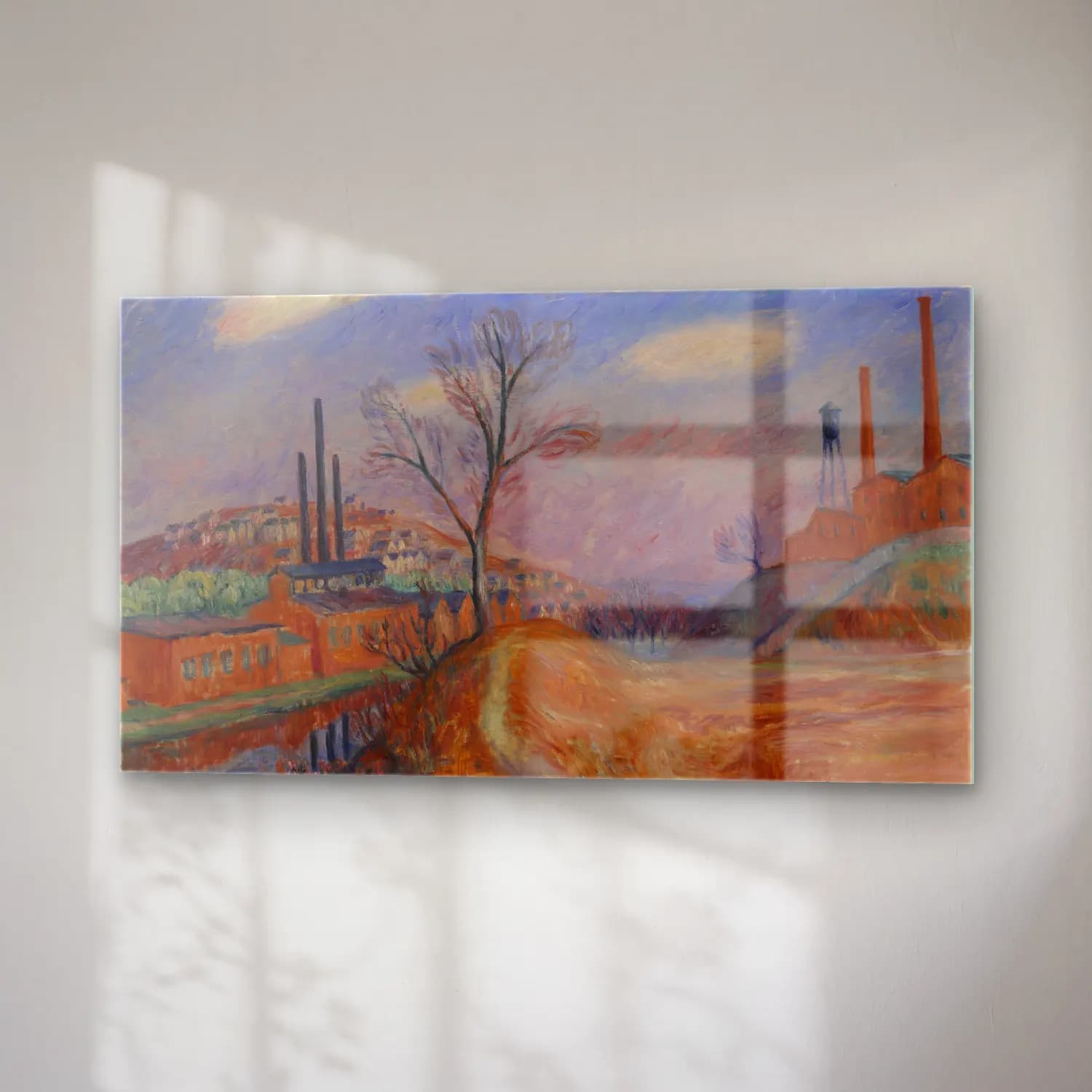 William James Glackens – Landscape–Factories cam tablo — sağ açıdan görünüm