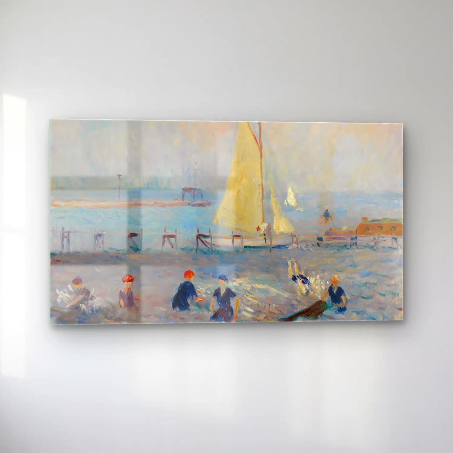 William James Glackens – Seascape with Six Bathers, Bellport cam tablo — sol açıdan görünüm