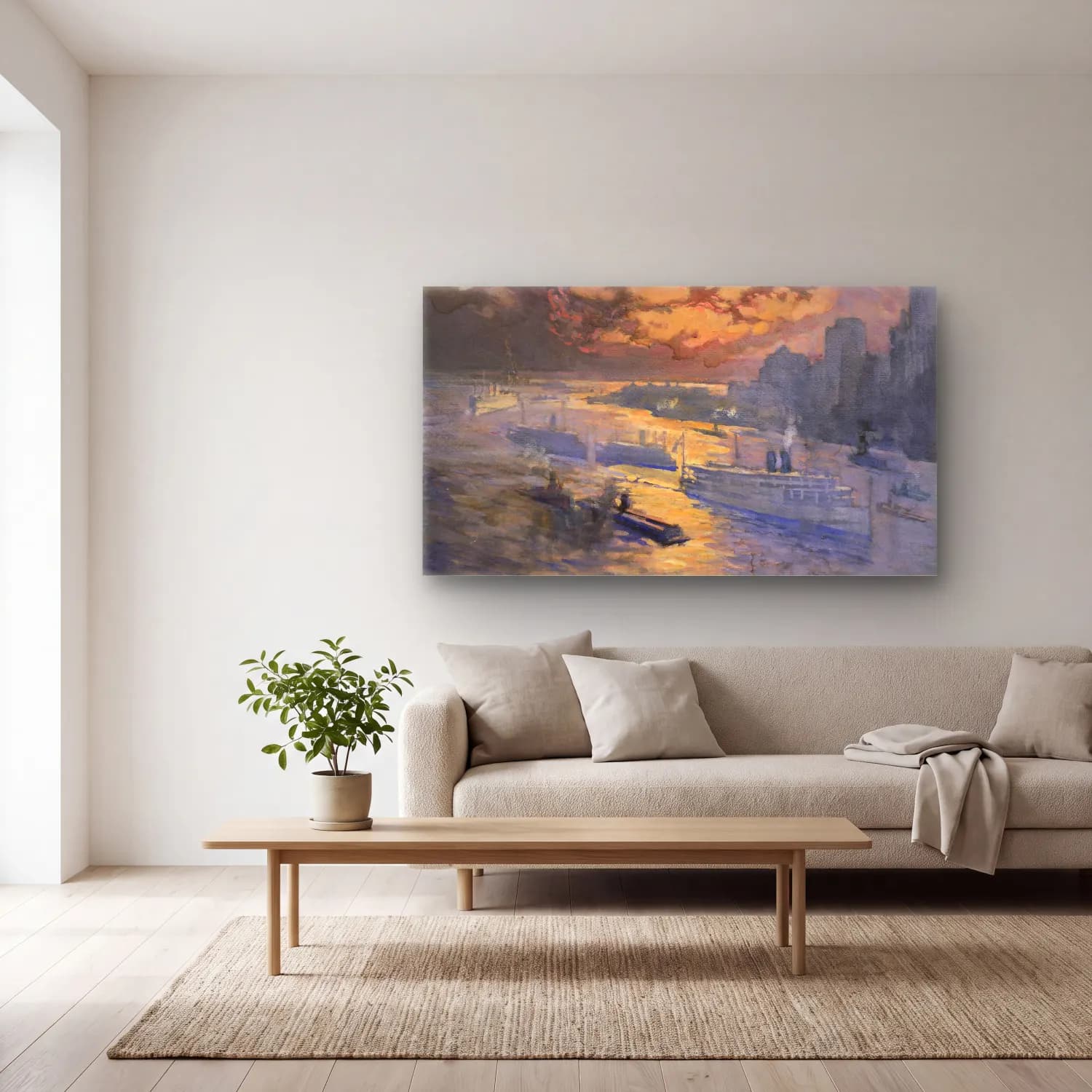 Joseph Pennell – Reflective river cam tablo — açık renk salonda