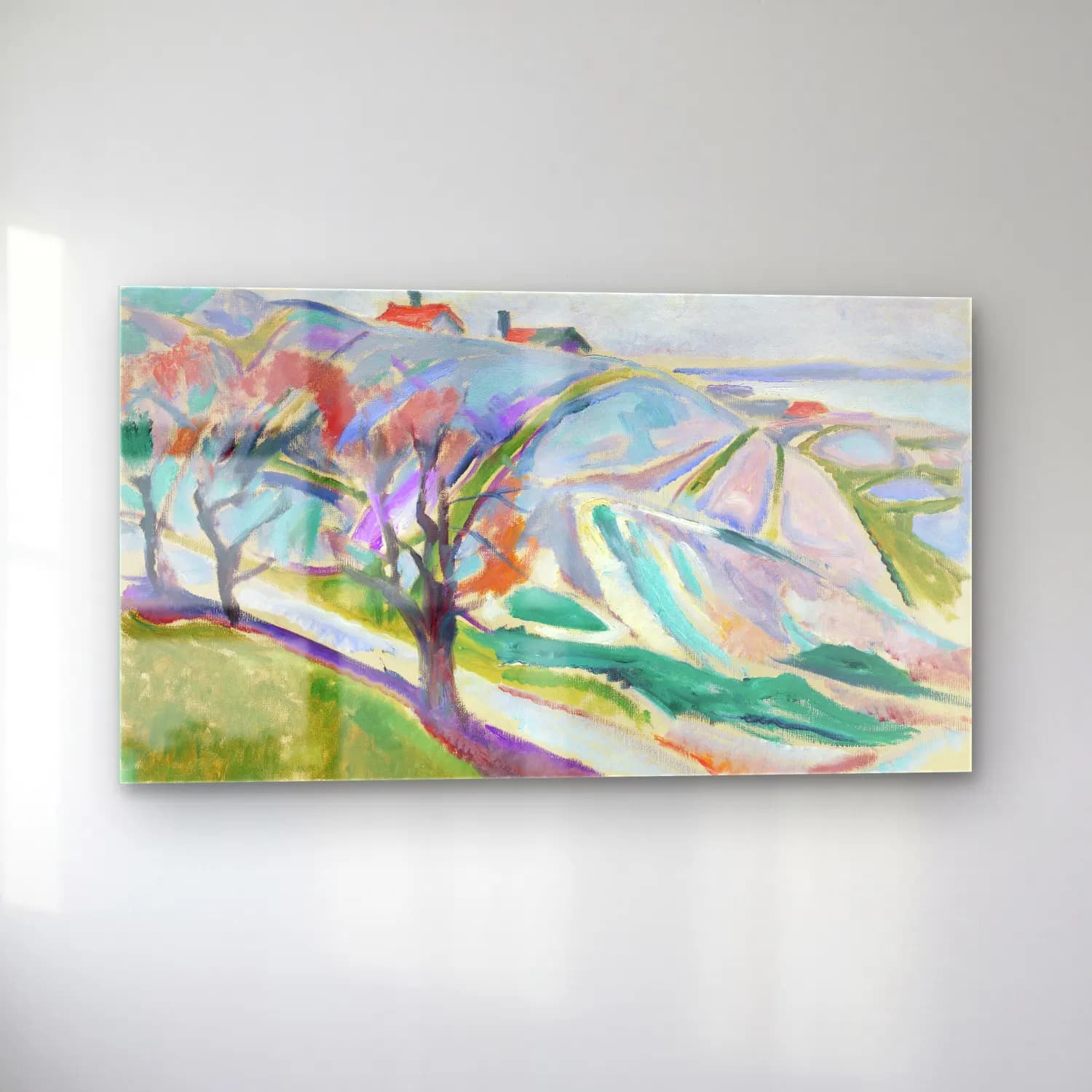 Edvard Munch – Landscape of Kragerø cam tablo — sol açıdan görünüm