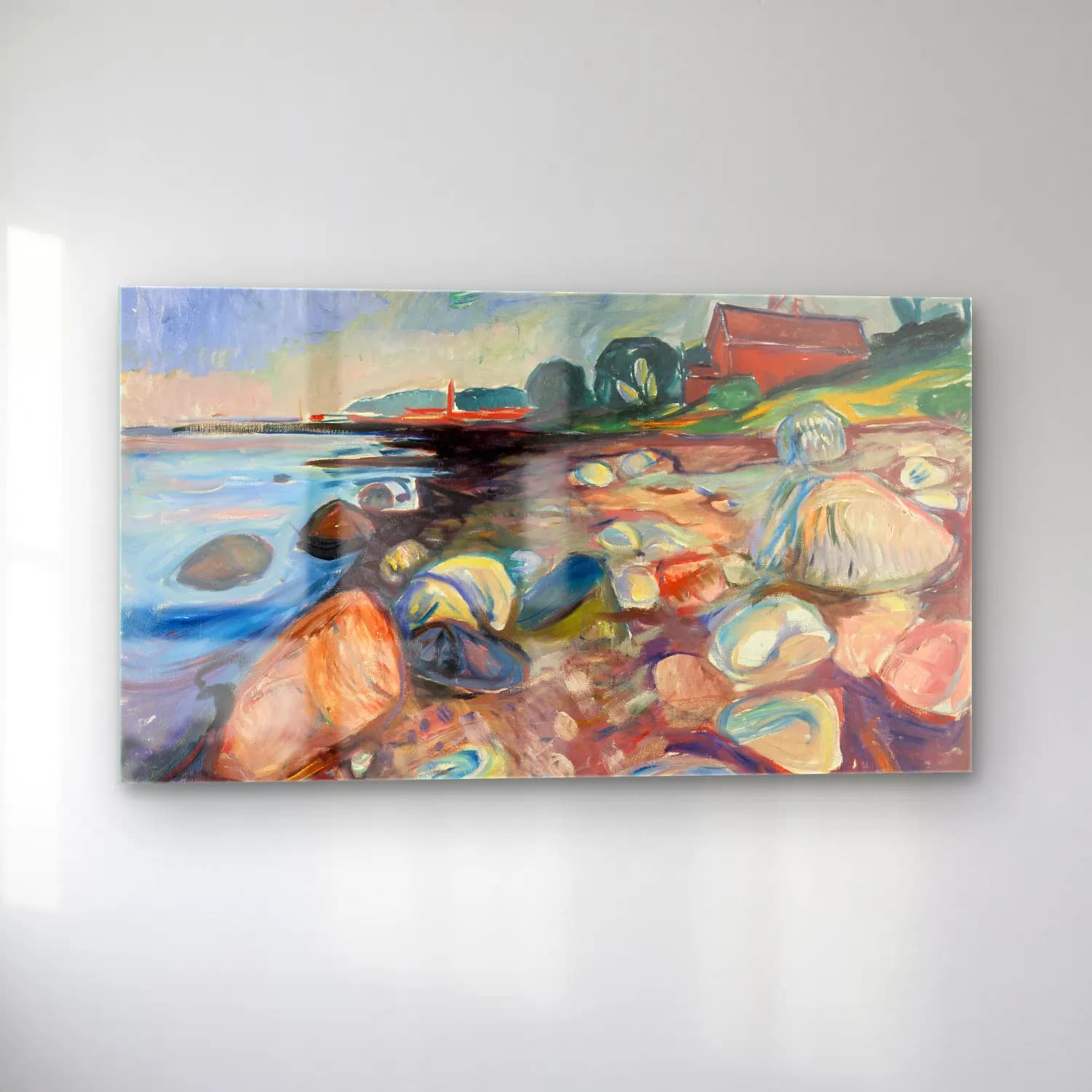 Edvard Munch – Shore with Red House cam tablo — sol açıdan görünüm