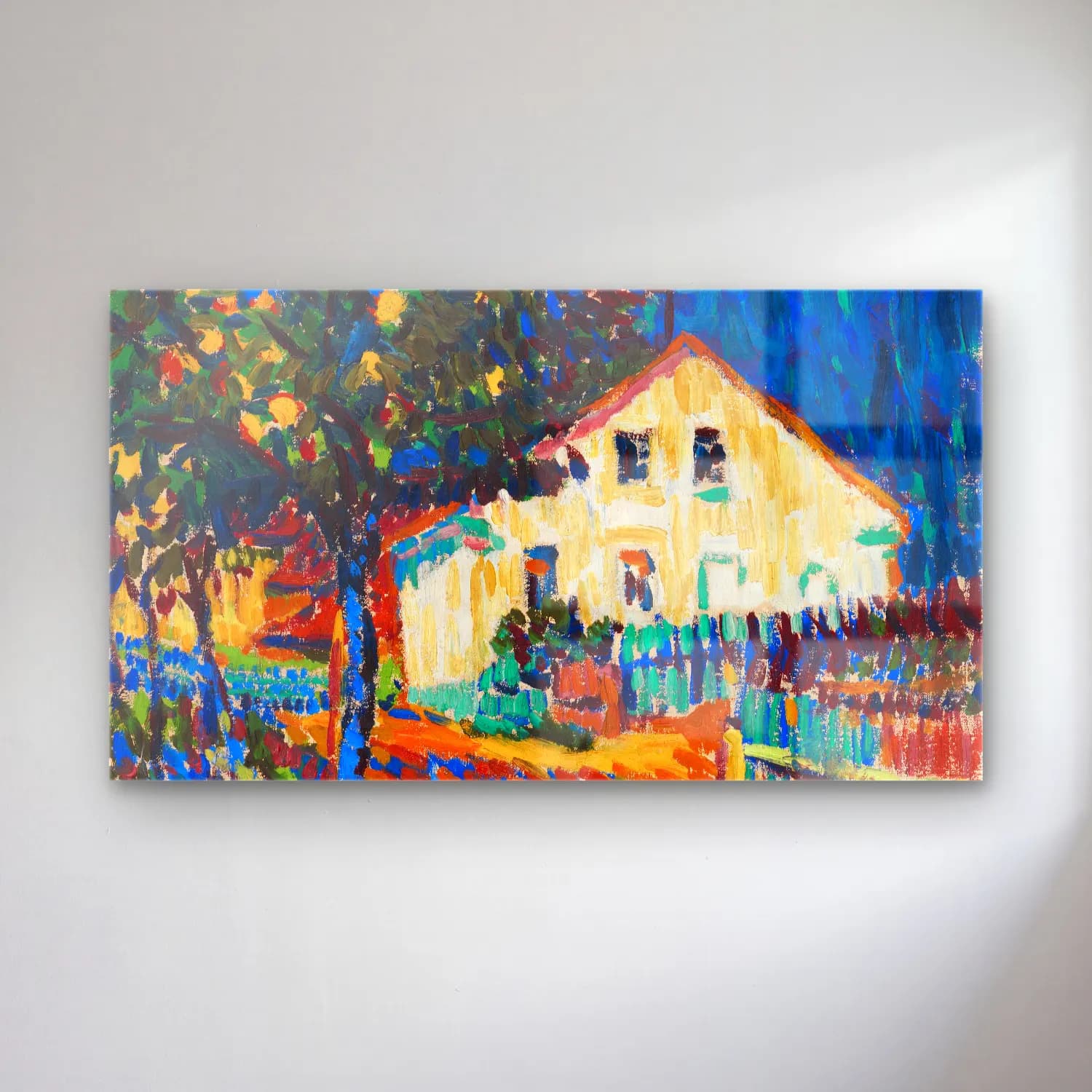 Ernst Ludwig Kirchner – Dorfstraße mit Apfelbäumen cam tablo — Ernst Ludwig Kirchner – Dorfstraße mit Apfelbäumen — empresyonist kır evi