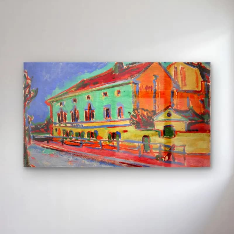 Ernst Ludwig Kirchner – Houses in Dresden cam tablo — Ernst Ludwig Kirchner – Houses in Dresden — empresyonist köy sokağı
