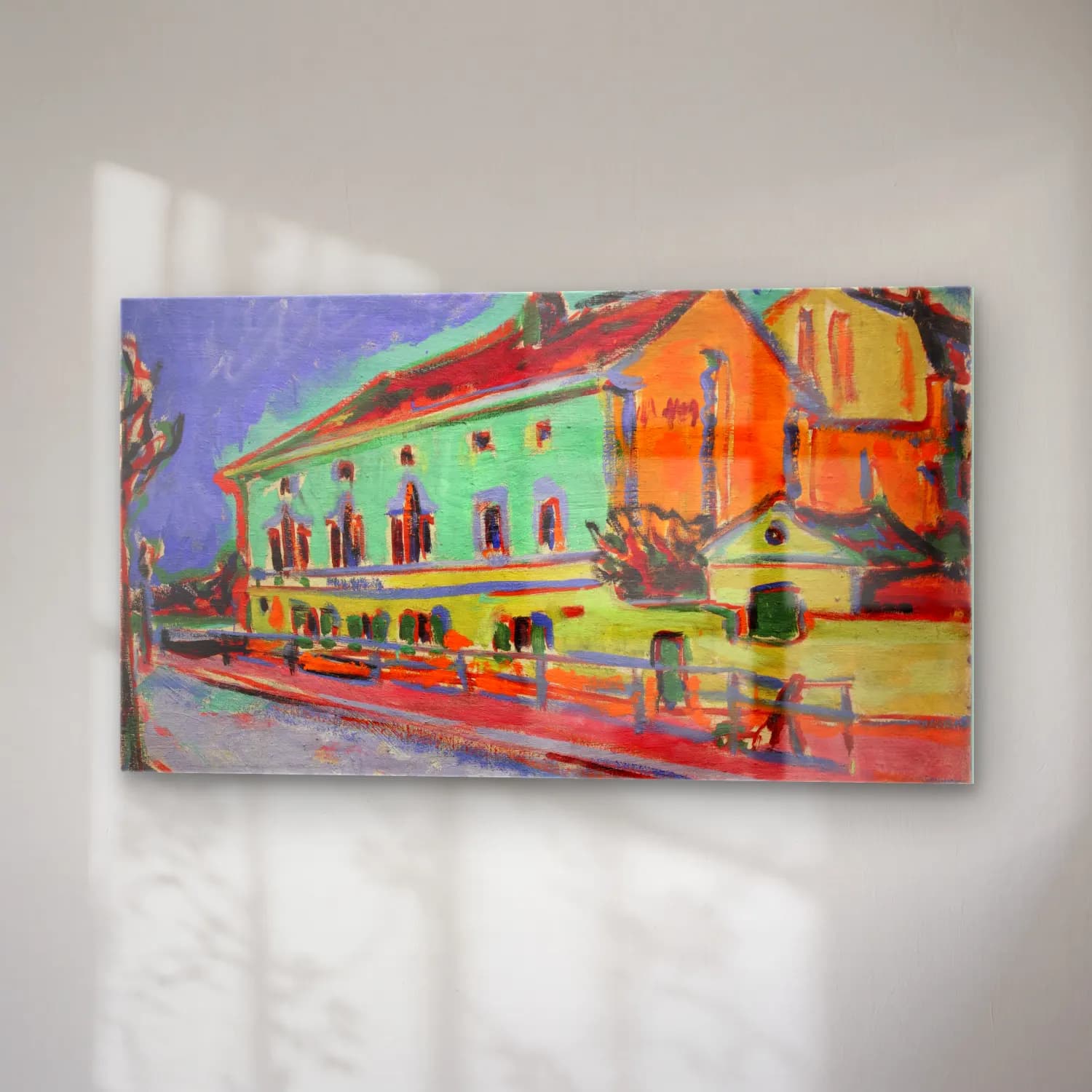 Ernst Ludwig Kirchner – Houses in Dresden cam tablo — sağ açıdan görünüm