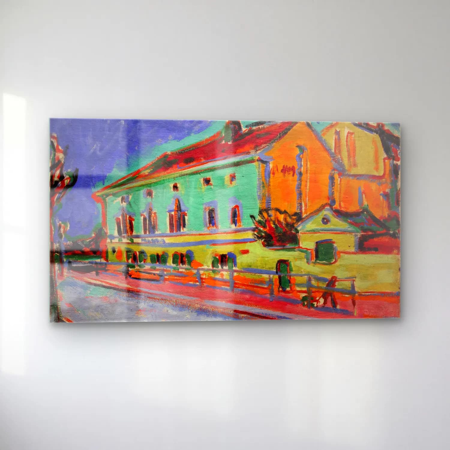 Ernst Ludwig Kirchner – Houses in Dresden cam tablo — sol açıdan görünüm