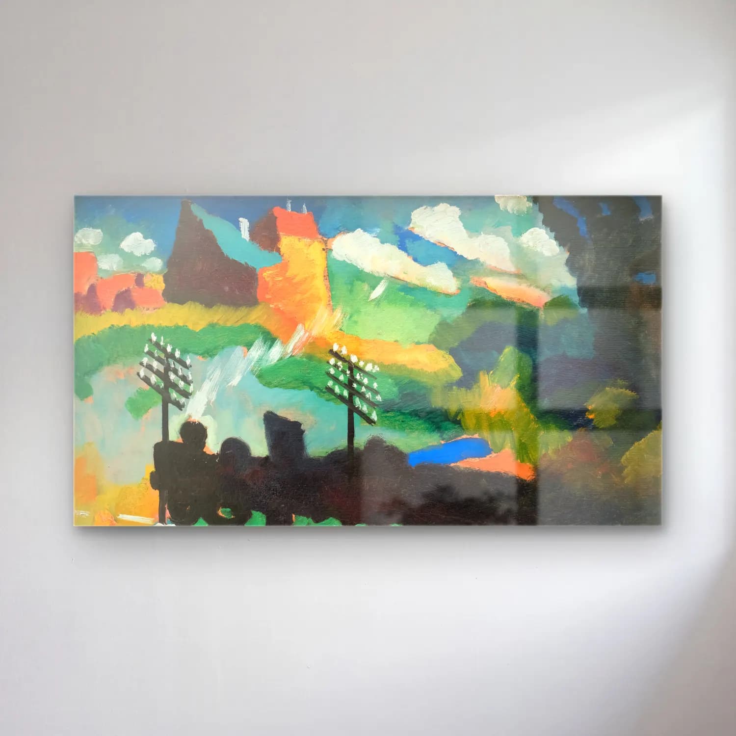 Wassily Kandinsky – Railroad at Murnau cam tablo — Wassily Kandinsky – Railroad at Murnau — empresyonist soyut manzara