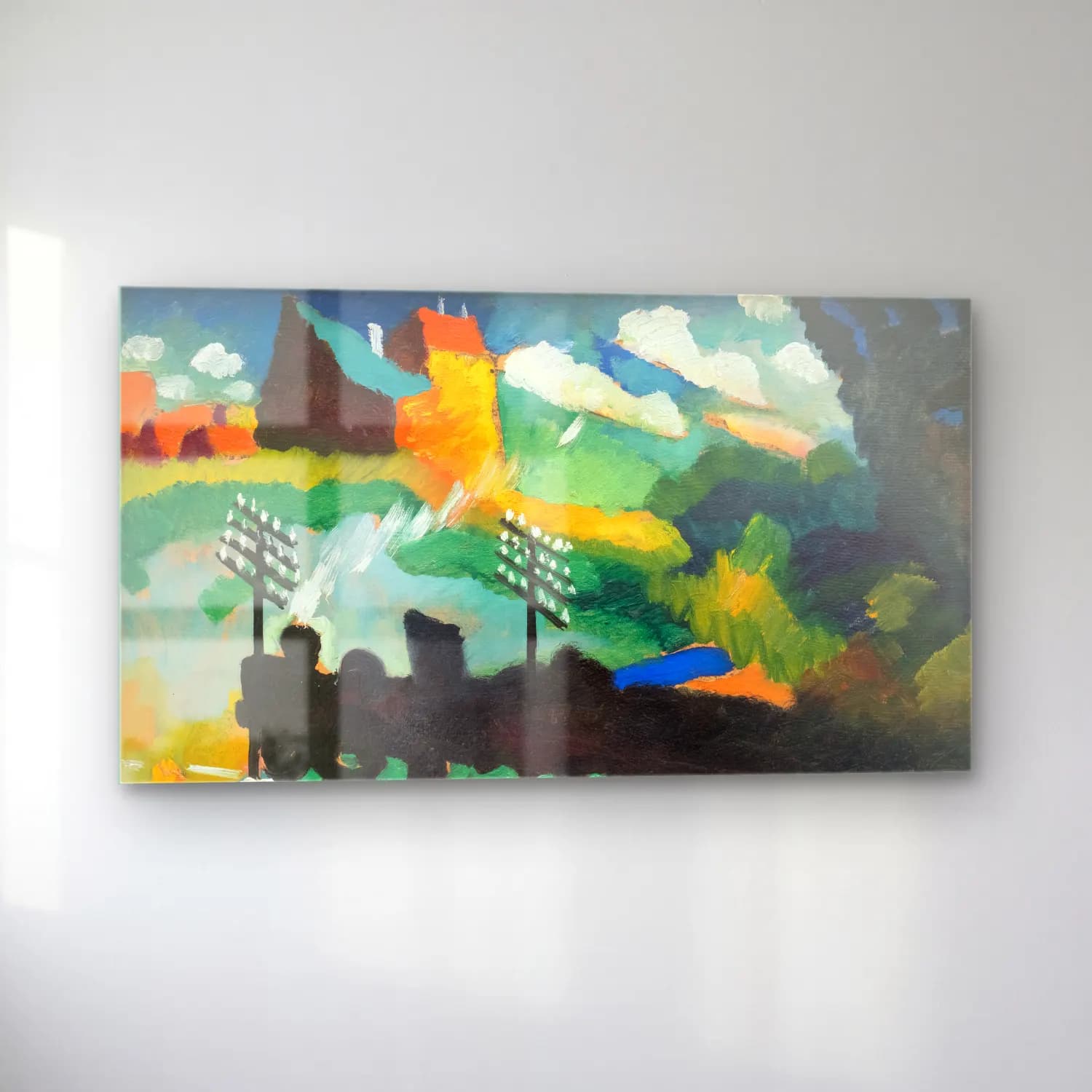 Wassily Kandinsky – Railroad at Murnau cam tablo — sol açıdan görünüm